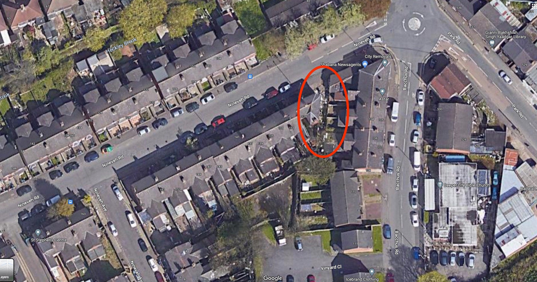 A view of the rubbish on Google maps
