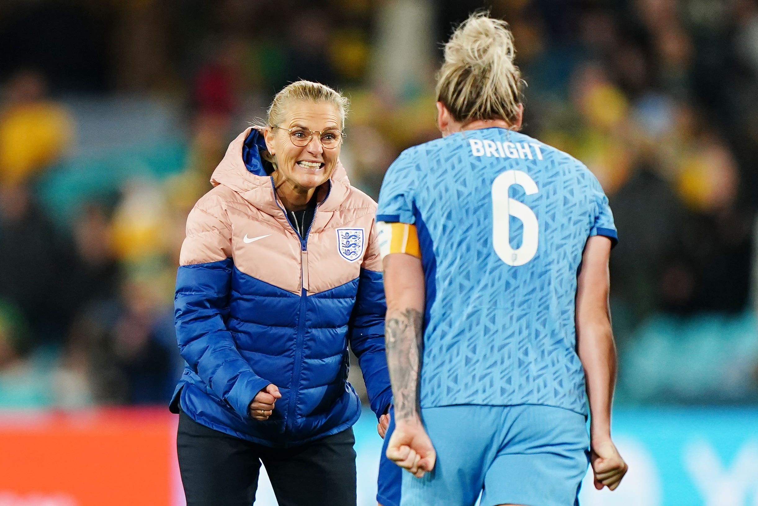 Wiegman with Lionesses captain Millie Bright