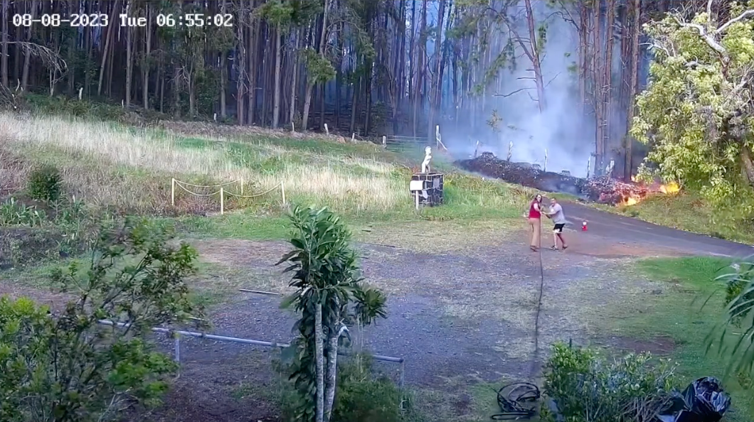 Jennifer Pribble, a senior research coordinator at the center, rushed to try and extinguish the fire but it quickly spread to the grass