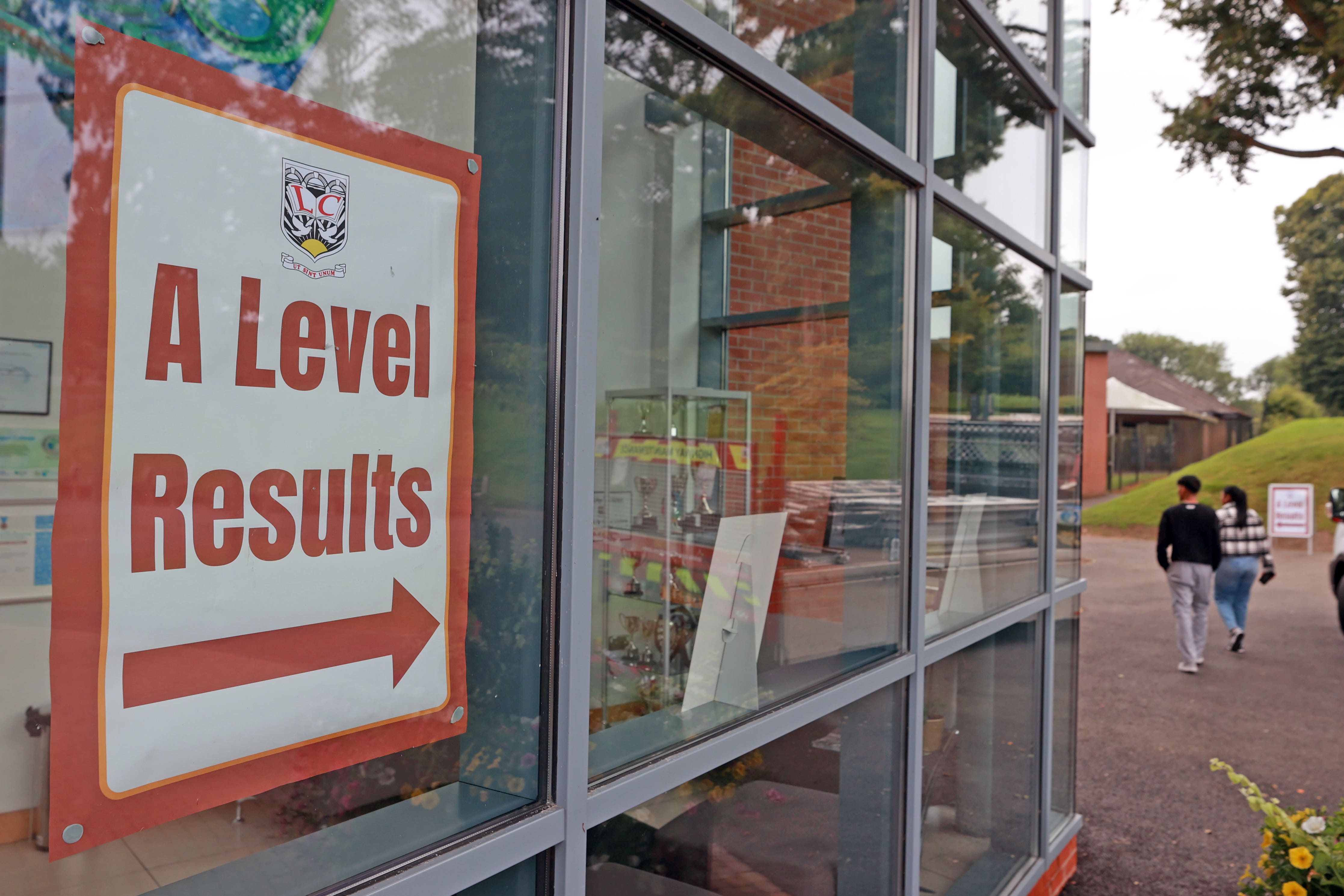 Students at Lagan College, Belfast receive their A-level results (PA)