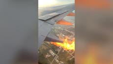 Flames shoot out of Southwest Airlines plane after it leaves Houston for Cancun