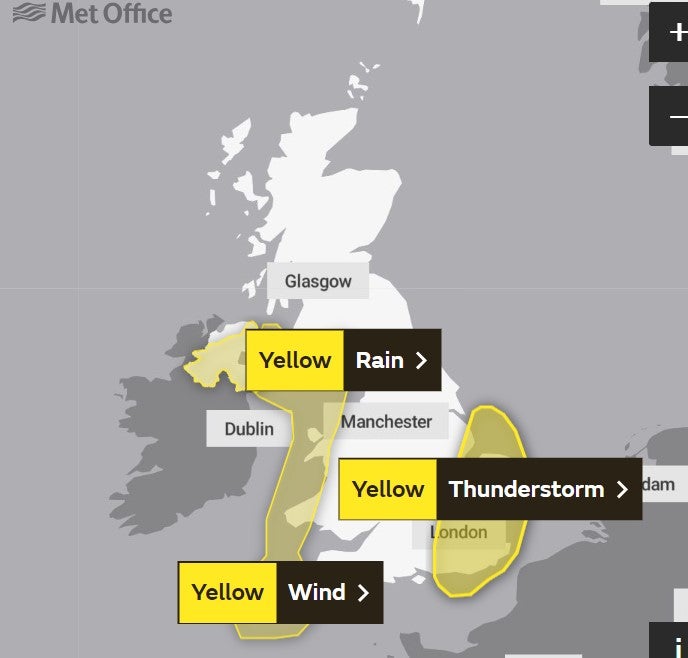 Three weather warnings are in place for Friday