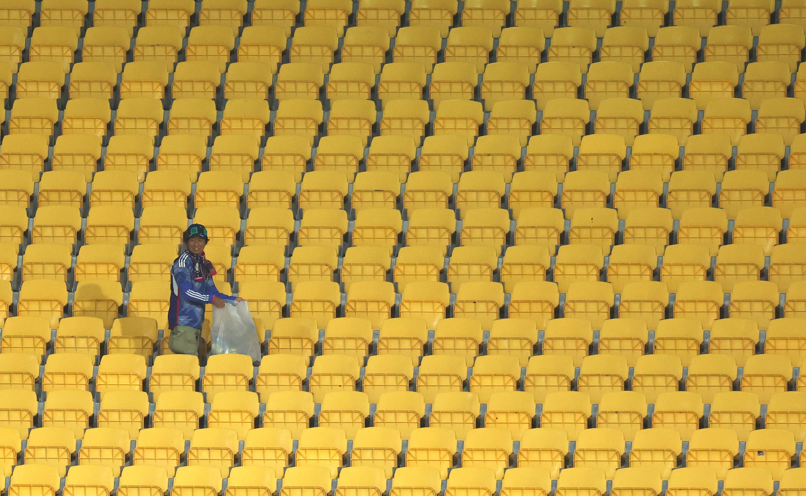 Japanese fans have developed a reputation for tidying the stadiums as they leave