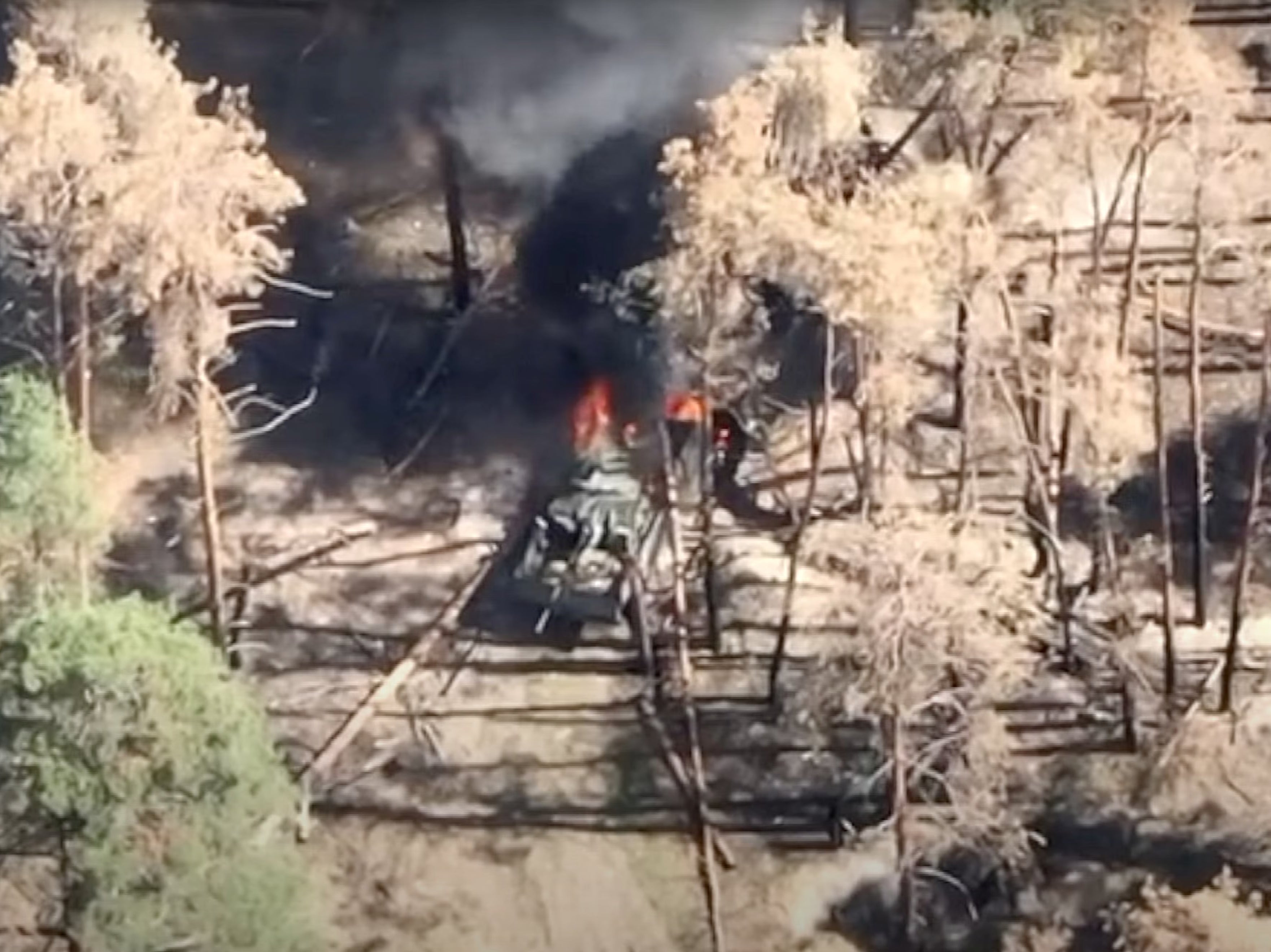 Photos released on Thursday show Russia’s position under attack in Kuzmyne, Luhansk region