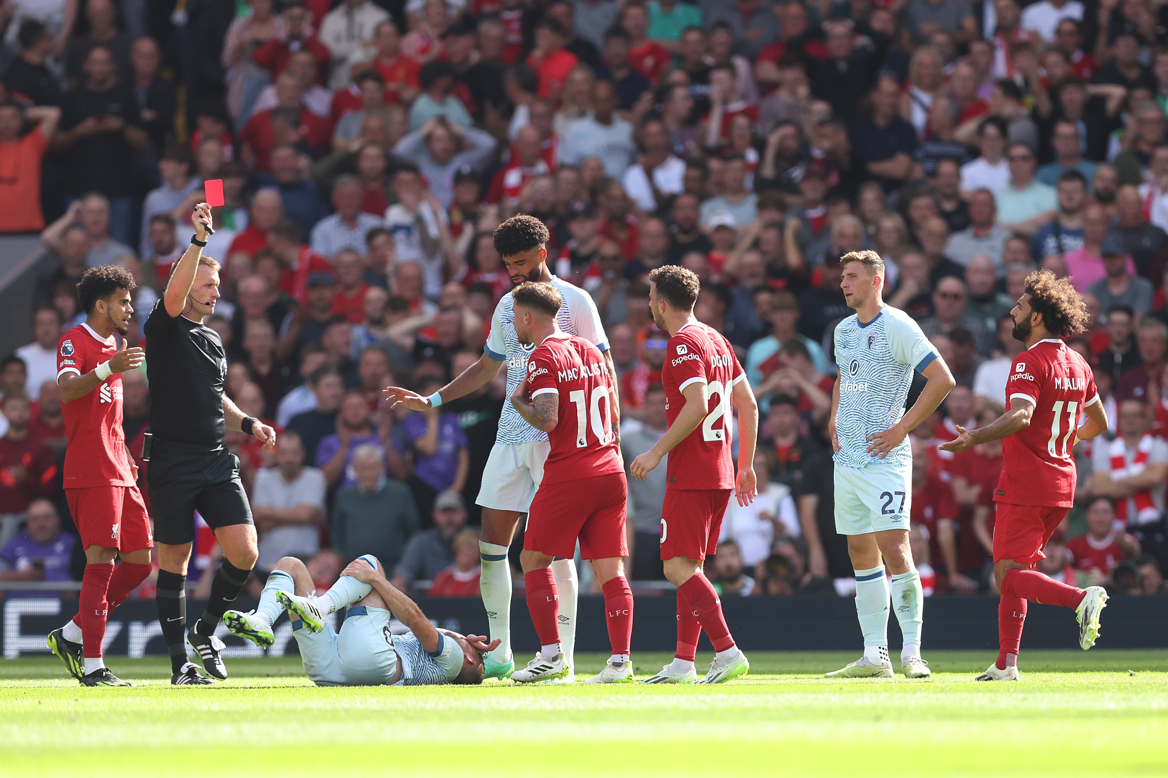 Alexis Mac Allister was sent off on his home debut for Liverpool