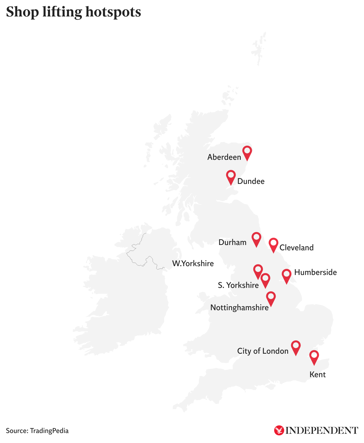 City of London had the highest rate of shoplifting