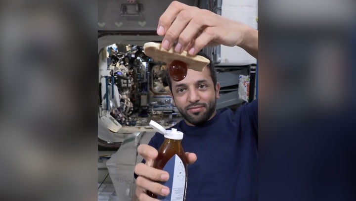 Astronaut shows how honey reacts in zero gravity in video of him making breakfast in space