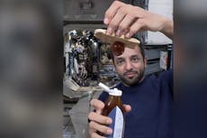 Astronaut shows how honey reacts in zero gravity in video of him making breakfast in space