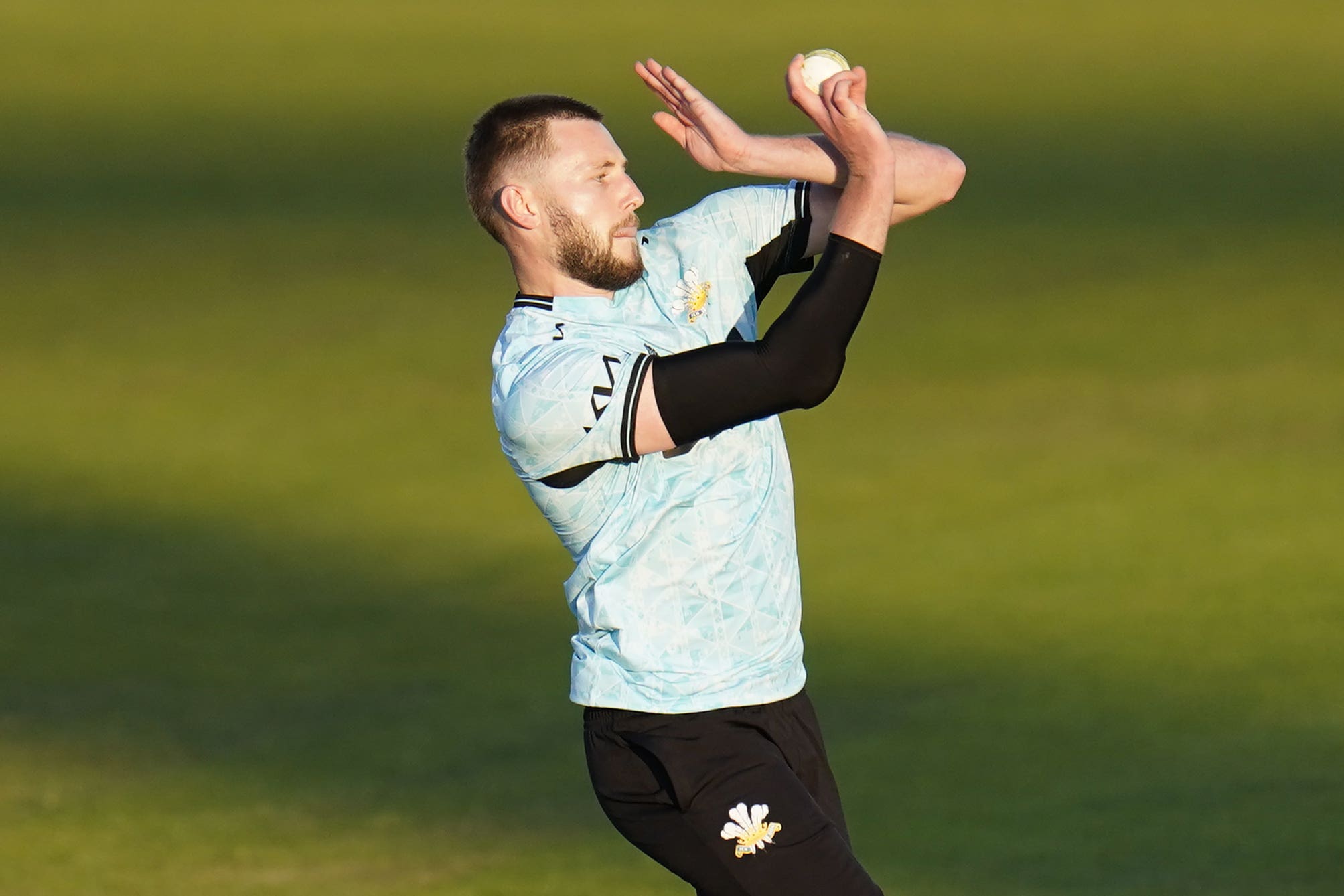 Gus Atkinson has an uncomplicated bowling action (Andrew Matthews/PA)