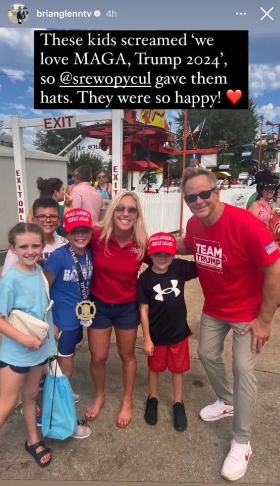 Brian Glenn shared a photo of him and Marjorie Taylor Greene at the Iowa State Fair