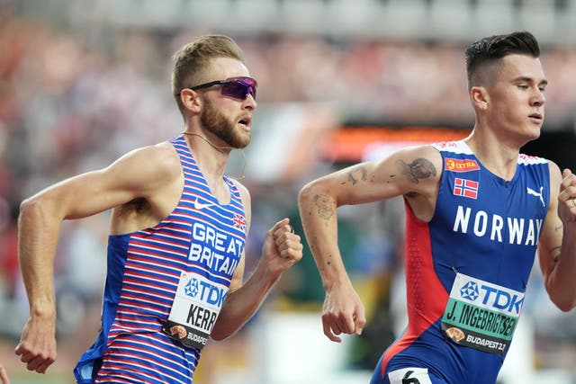 <p>Josh Kerr beat Jakob Ingebrigtsen in Budapest (Martin Rickett/PA)</p>