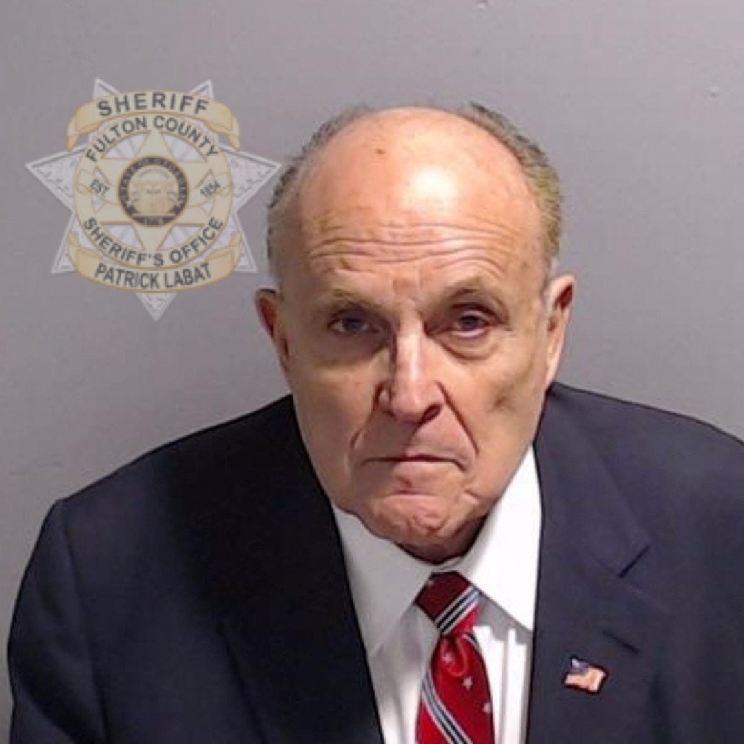 Giuliani is shown in a police booking mugshot released by the Fulton County Sheriff's Office