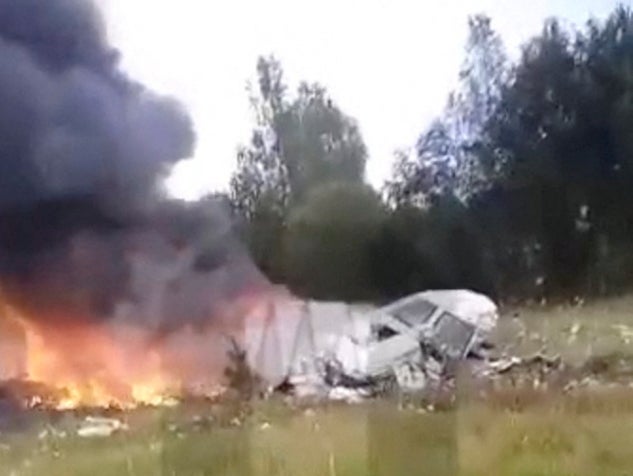 The plane went down in a field near Moscow