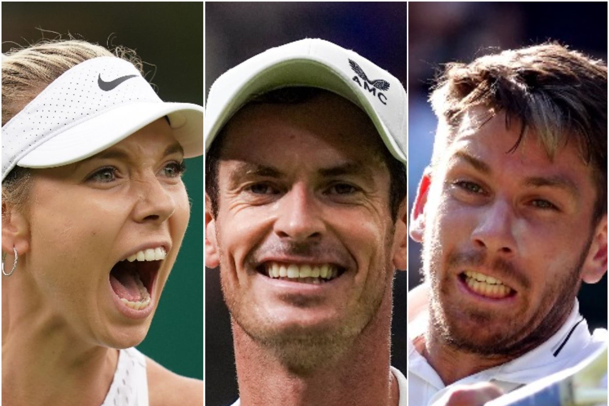 Katie Boulter, Andy Murray and Cameron Norrie (PA)