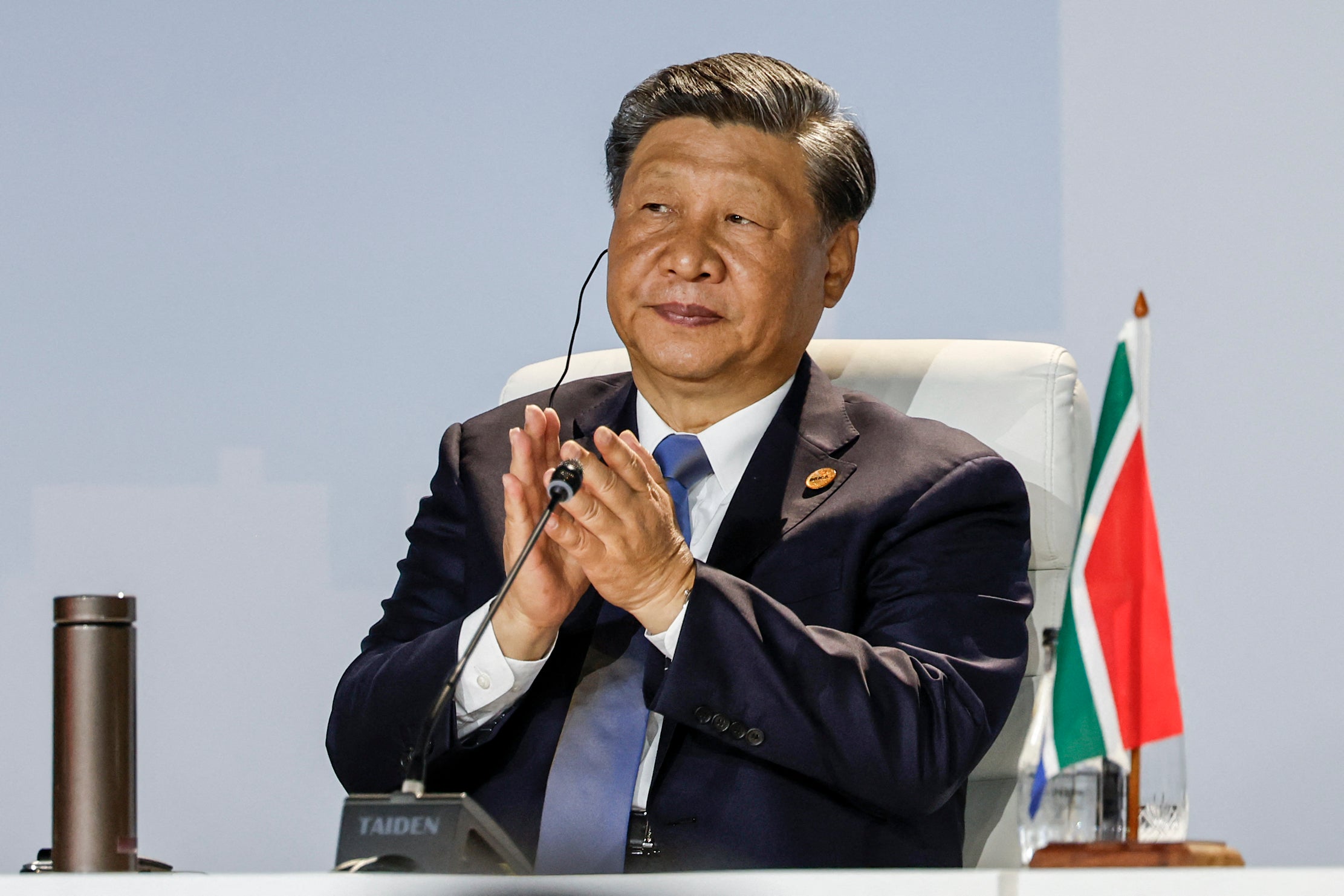 Chinese president Xi Jinping claps during the Brics summit at the Sandton Convention Centre