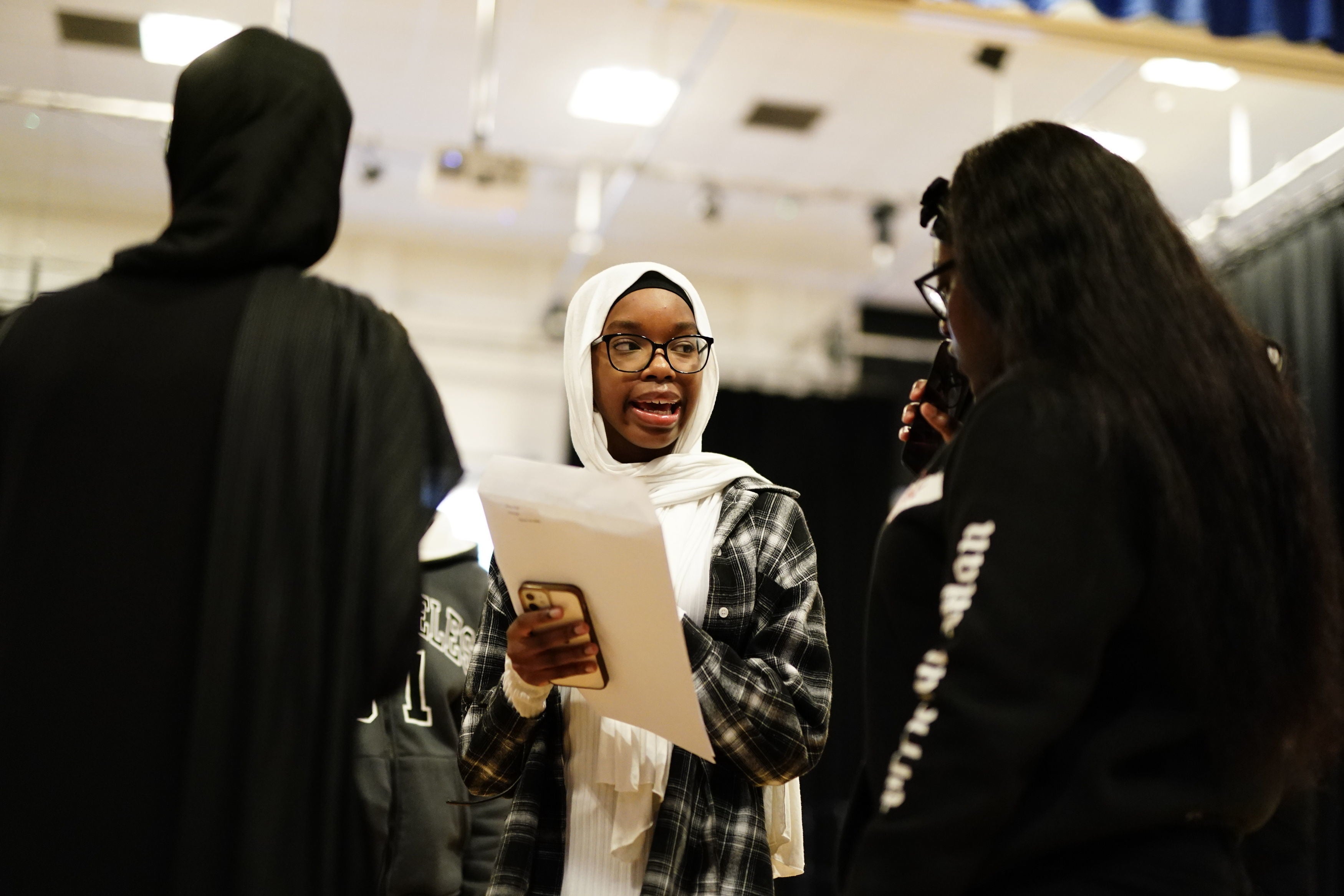 Pupils at Ark Greenwich Free School, London, receiving their GCSE results