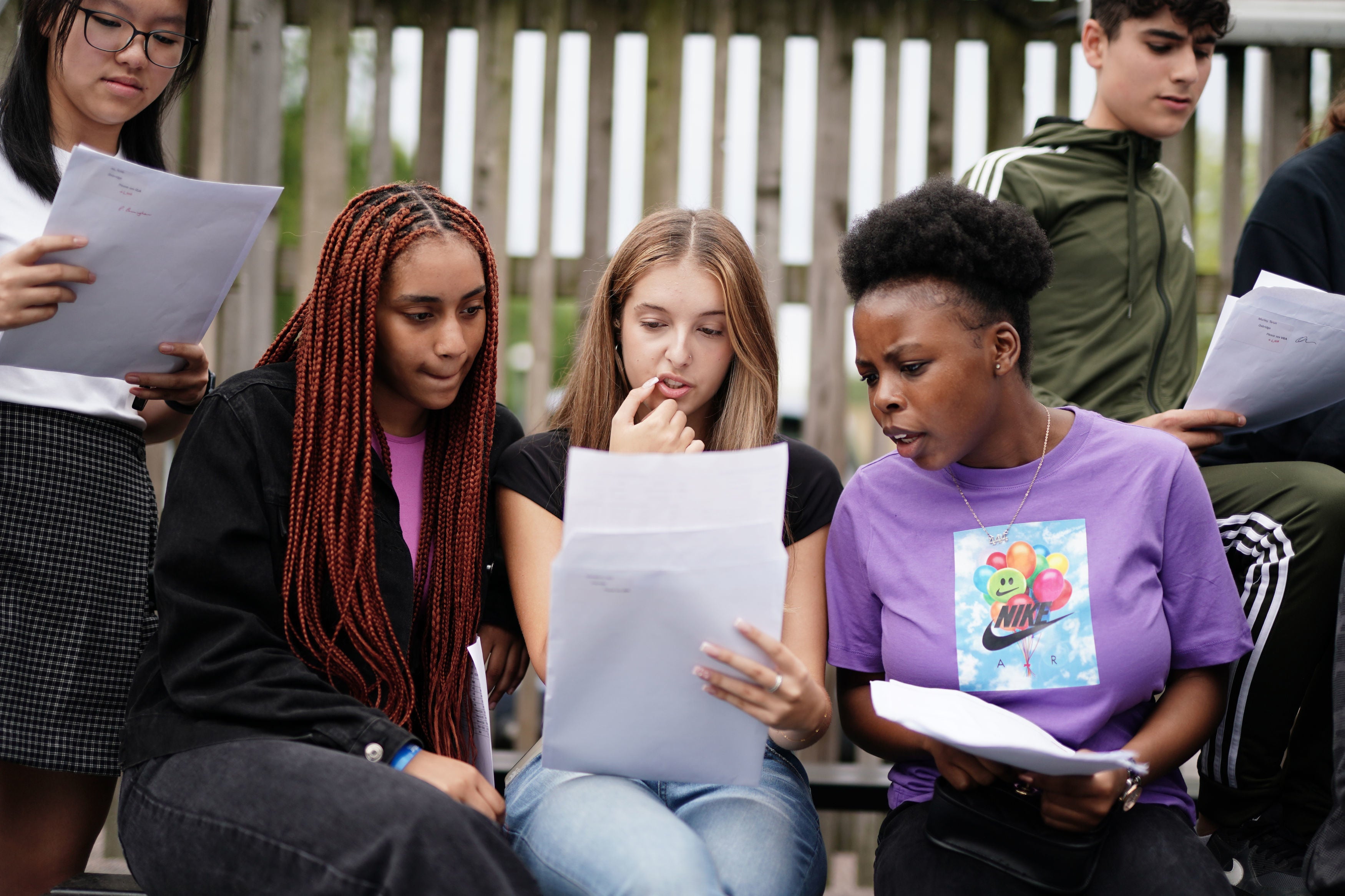 Pupils at Ark Greenwich Free School, London, receiving their GCSE results