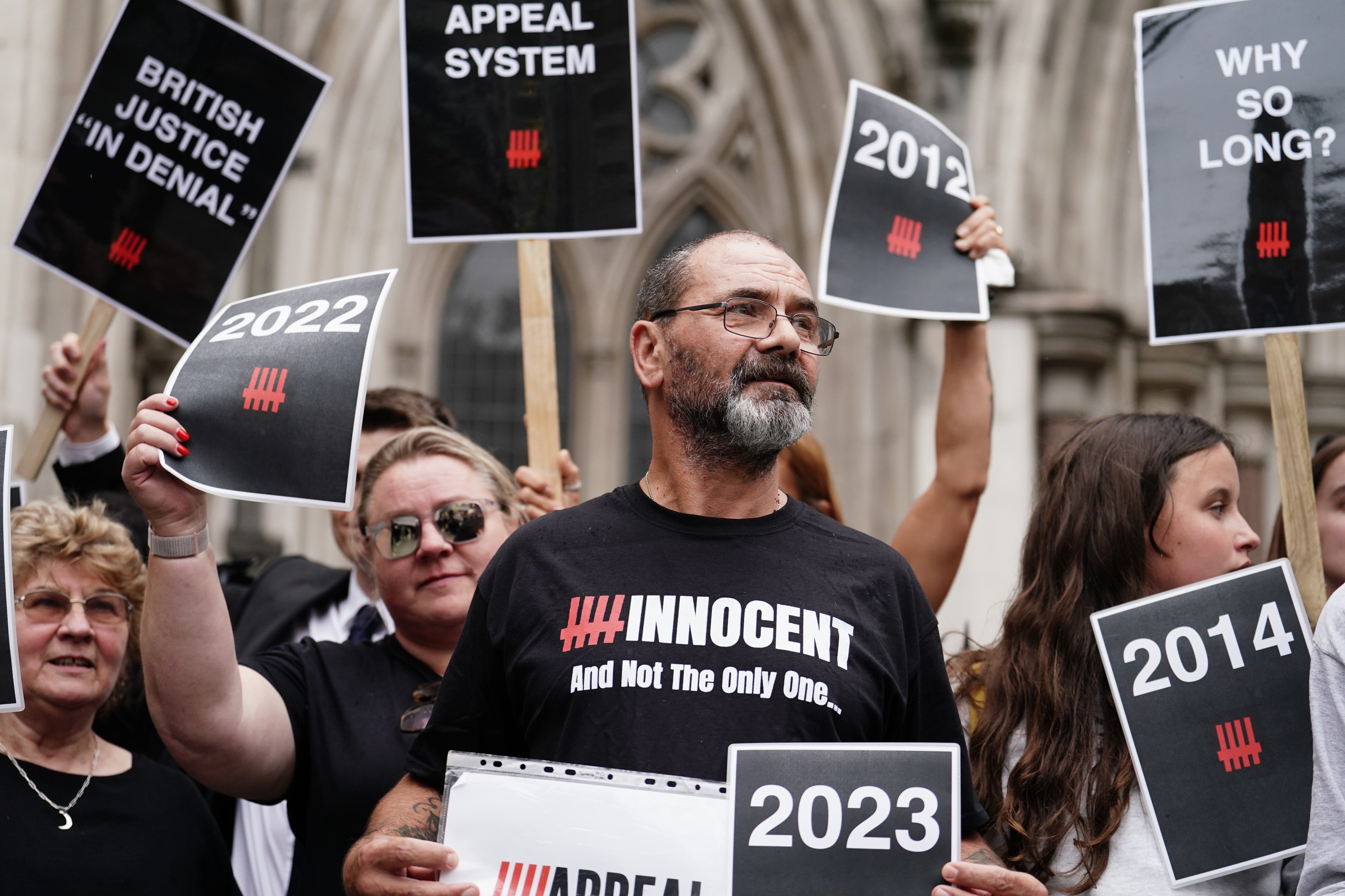 Andrew Malkinson speaks to supporters after his conviction for rape was quashed (Jordan Pettitt/PA)