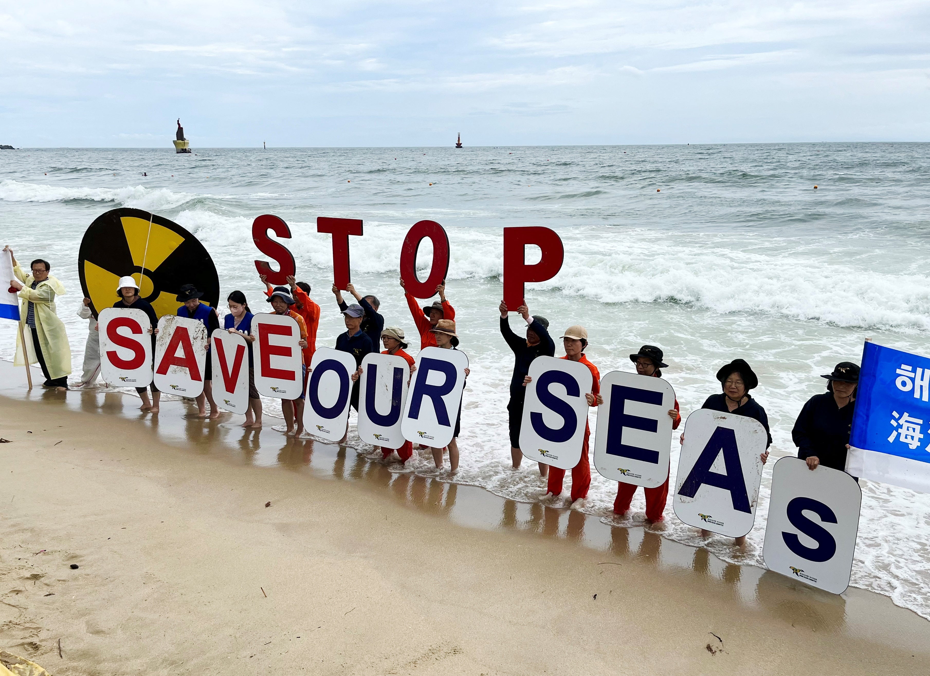 Protests in Busan, South Korea, against Japan releasing treated radioactive water from the wrecked Fukushima nuclear power plant