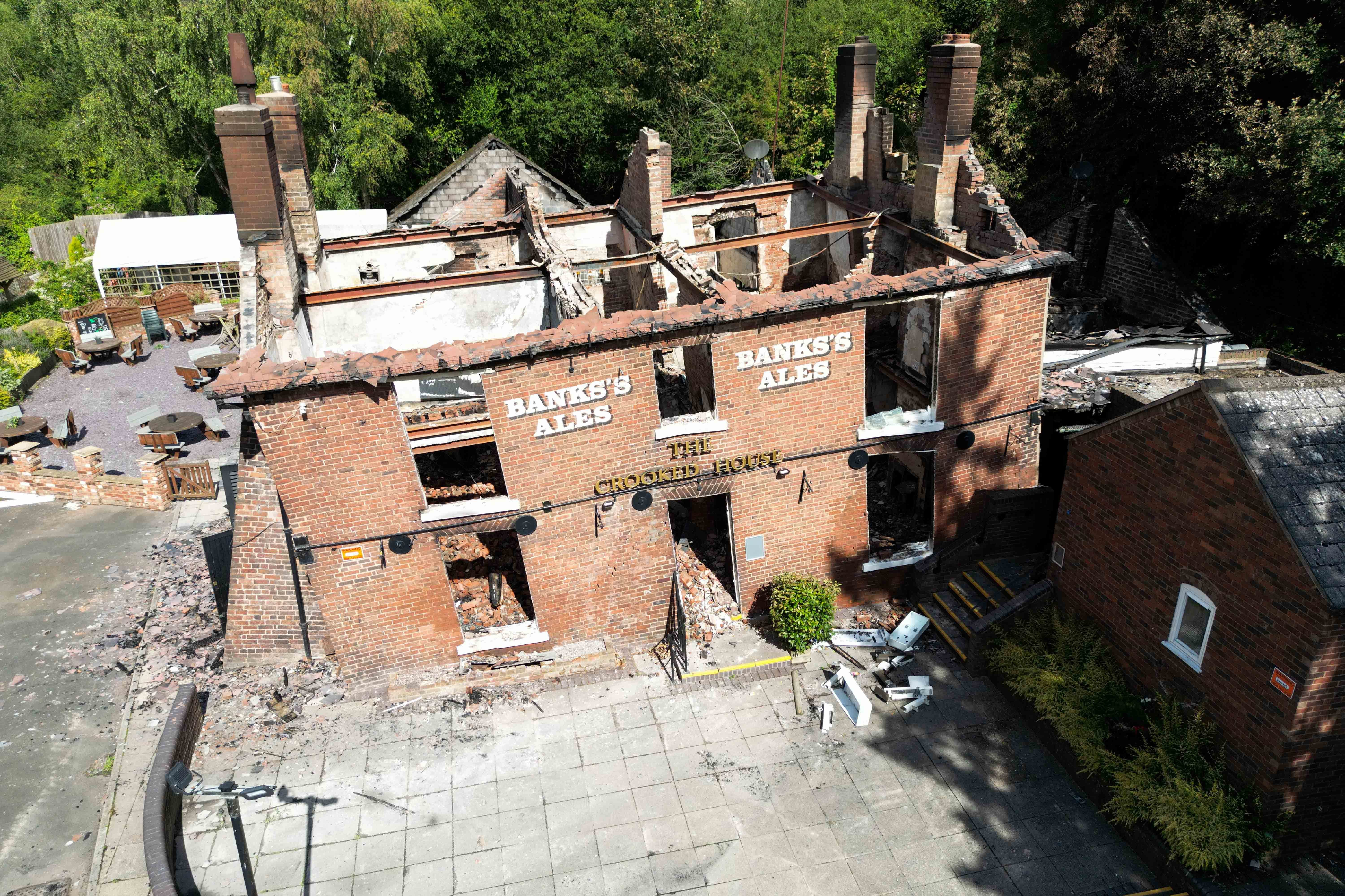 The Crooked House pub was destroyed in a fire on 5 August