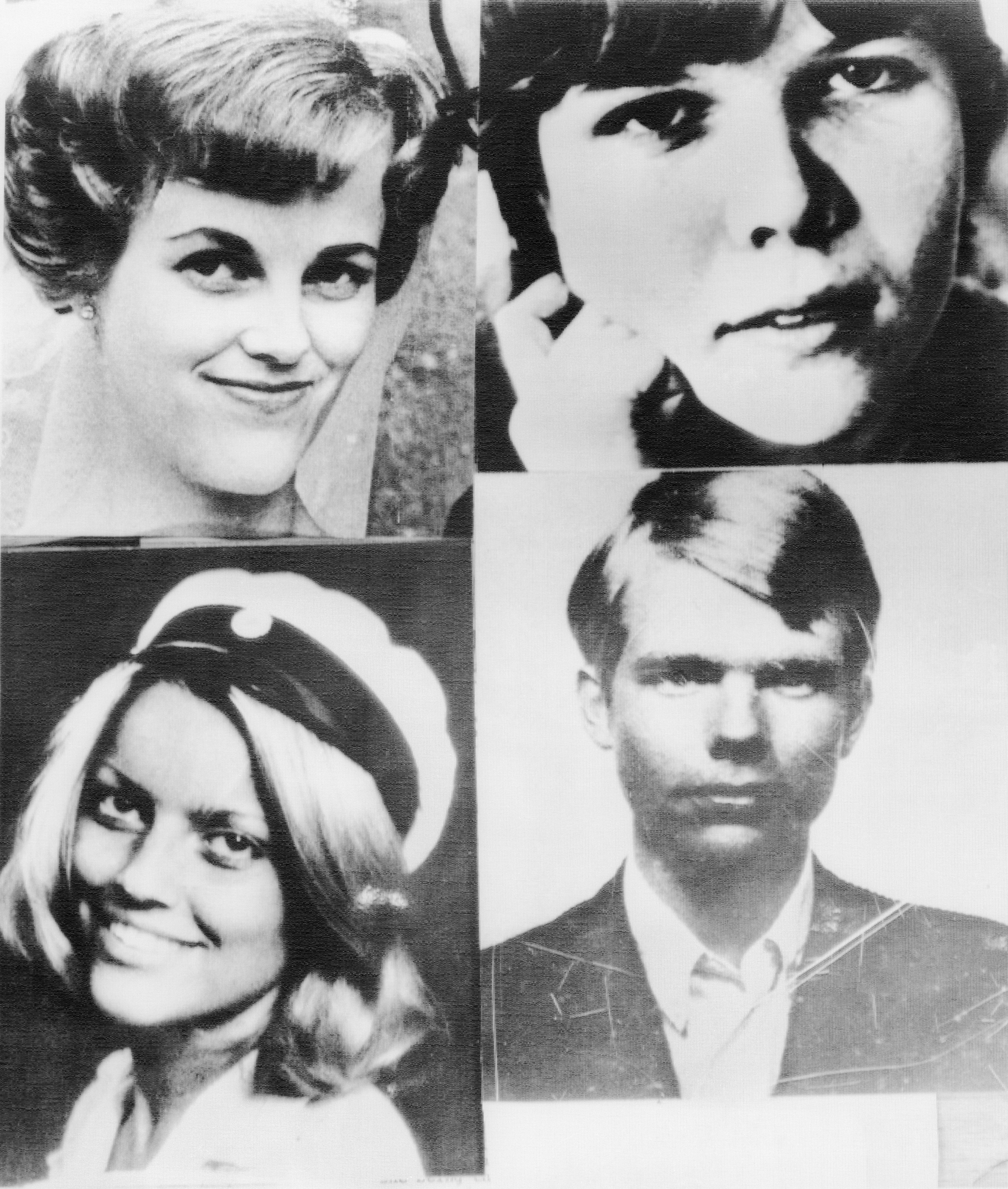 The four bank clerk hostages: top left Birgitta Lundblad, 31, top right Kristin Enmark, 23, bottom left Elisabeth Oldgren (with cap), 21, and bottom right Sven Safstrom, 24