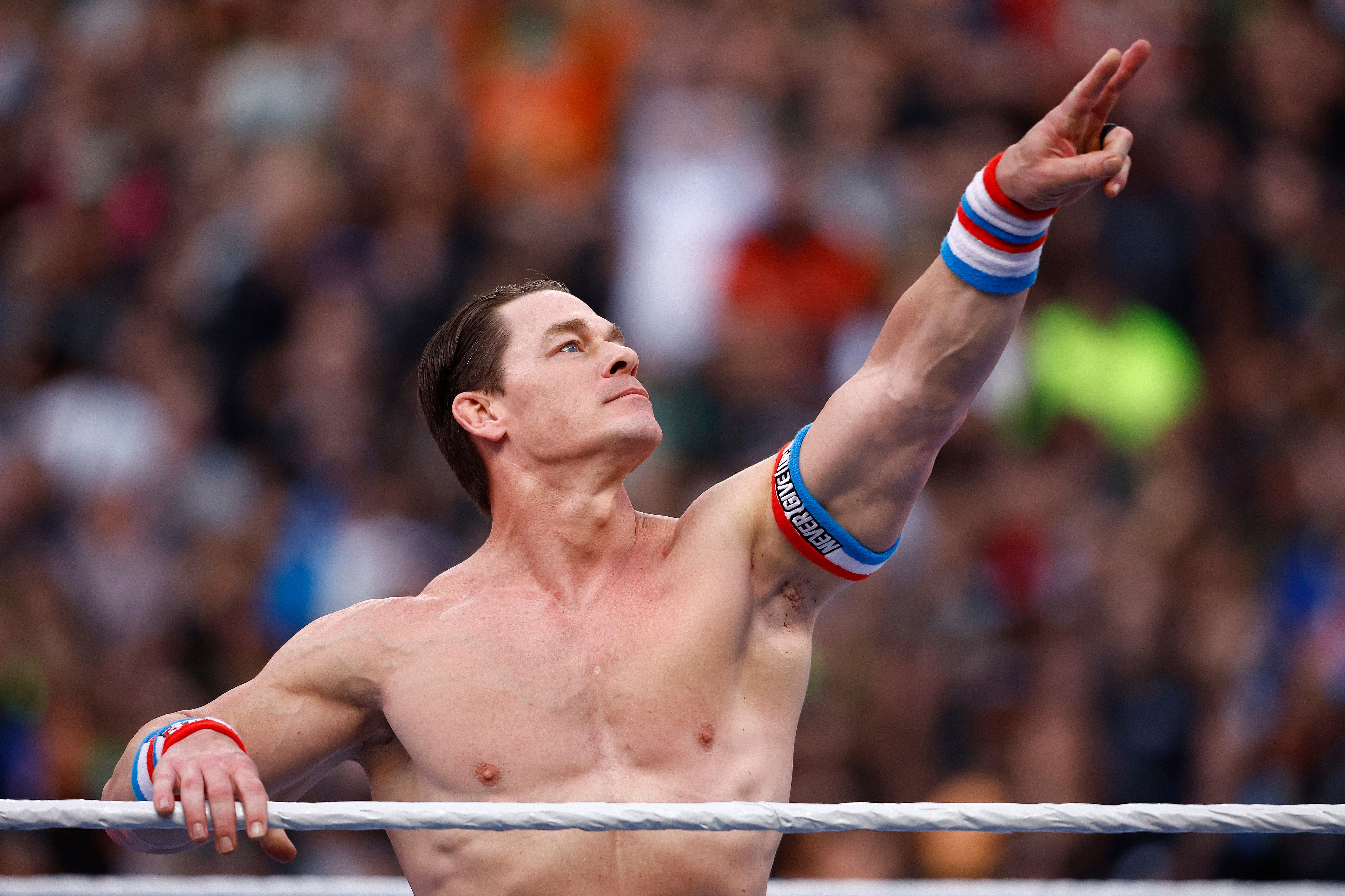 John Cena during WrestleMania Goes Hollywood at SoFi Stadium on April 01, 2023 in Inglewood, California.