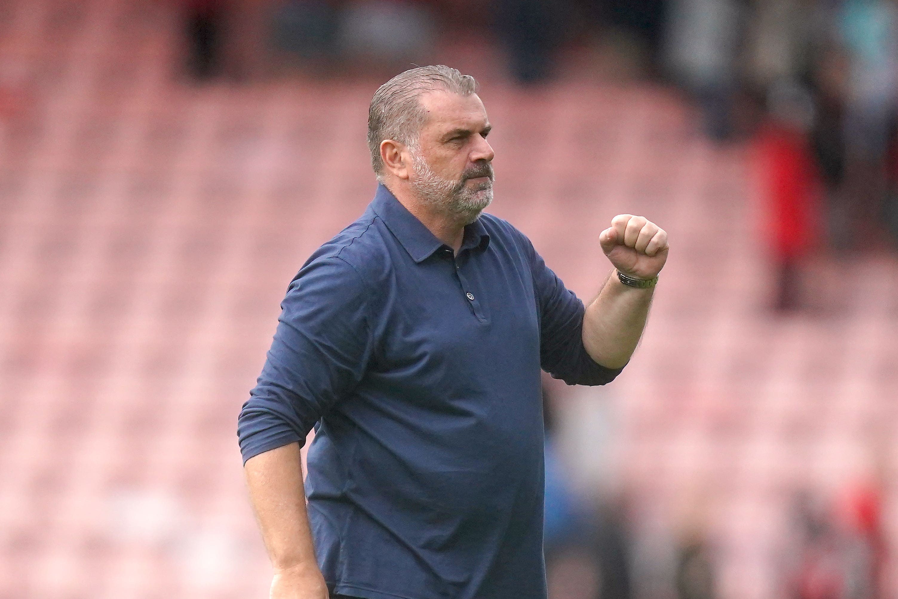 Ange Postecoglou celebrates Tottenham’s victory at Bournemouth (Adam Davy/PA)