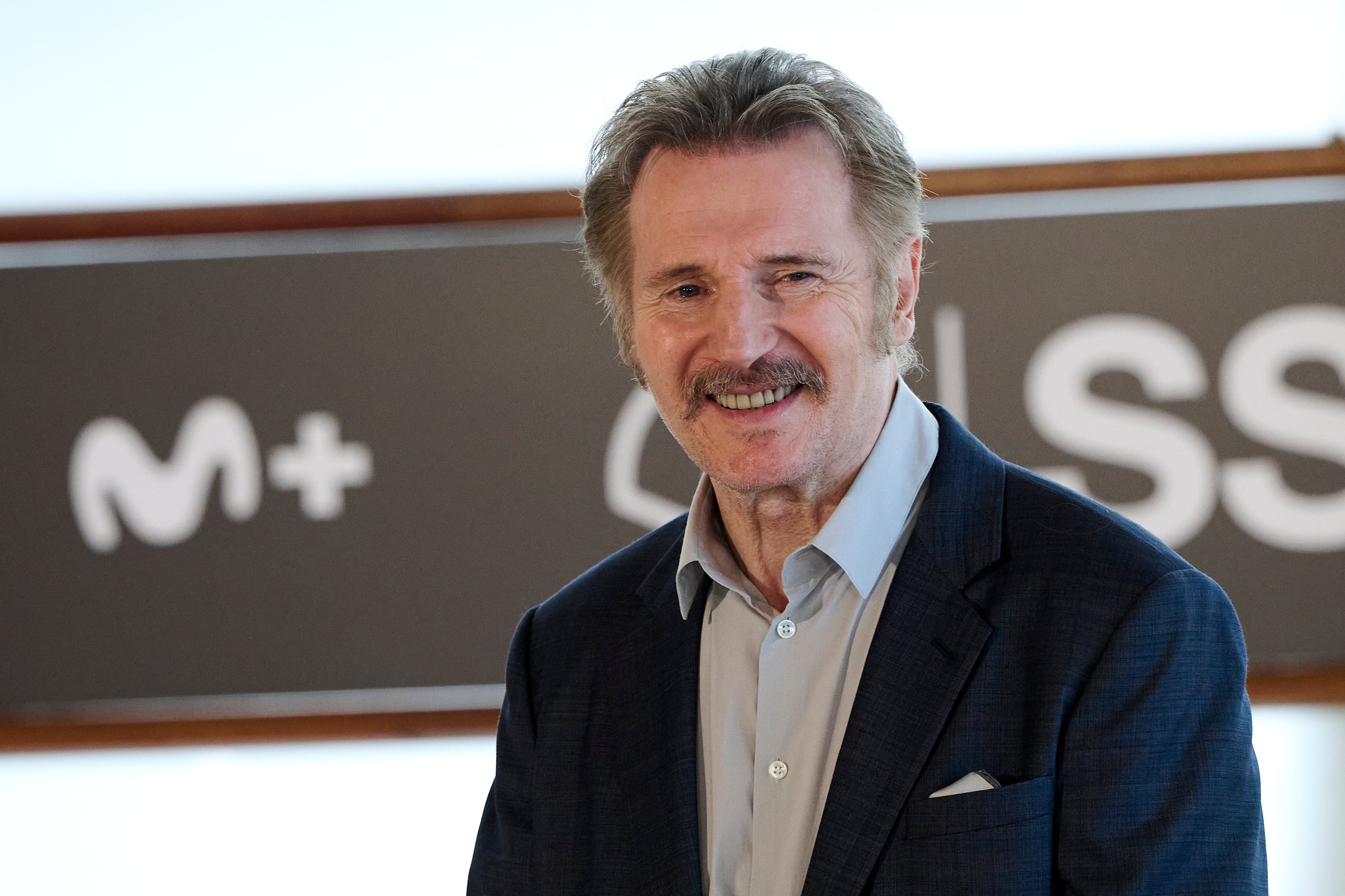 Liam Neeson attends the "Marlowe" photocall during the 70th San Sebastian International Film Festival at the Kursaal Palace on September 24, 2022