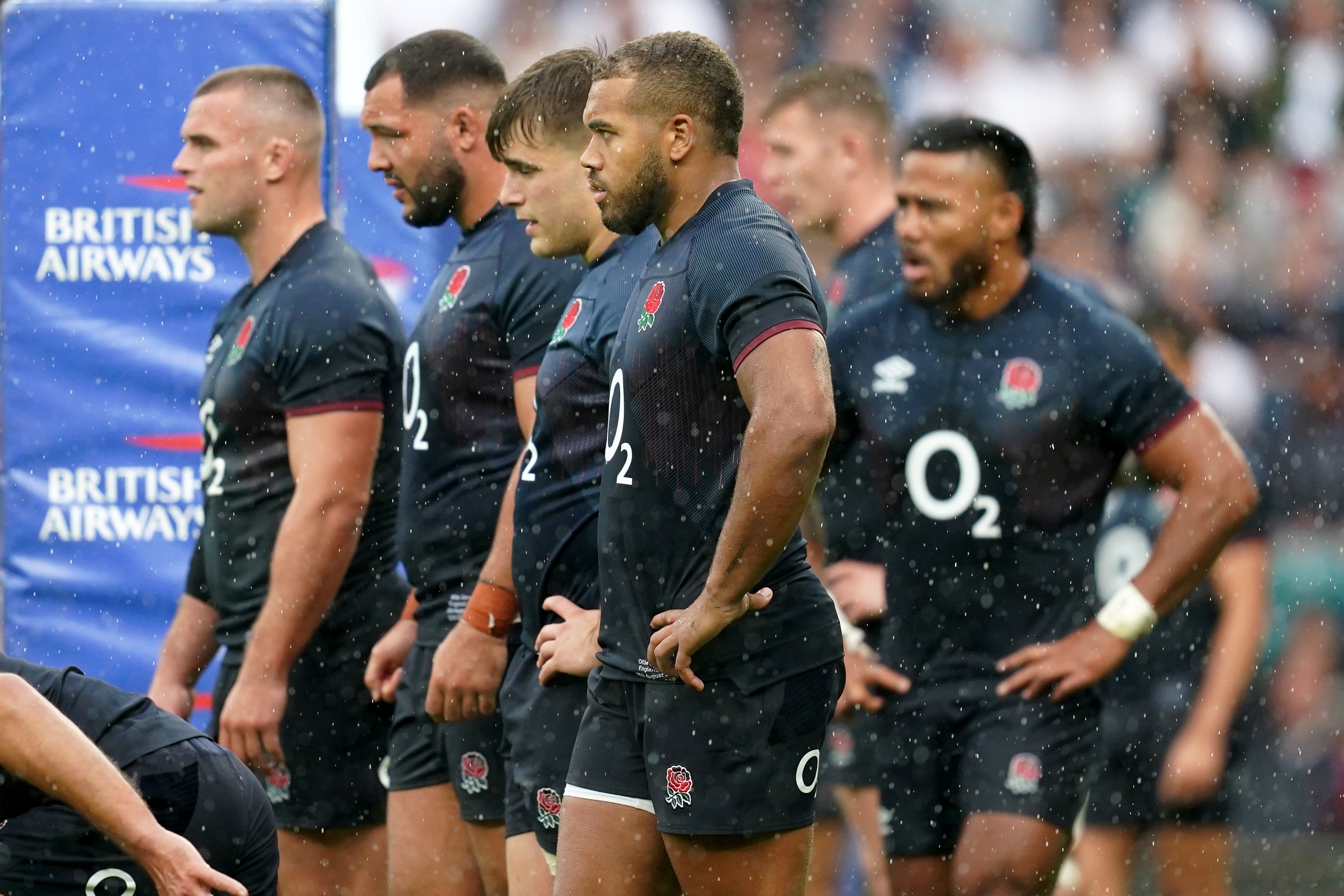 England players appear dejected during the match