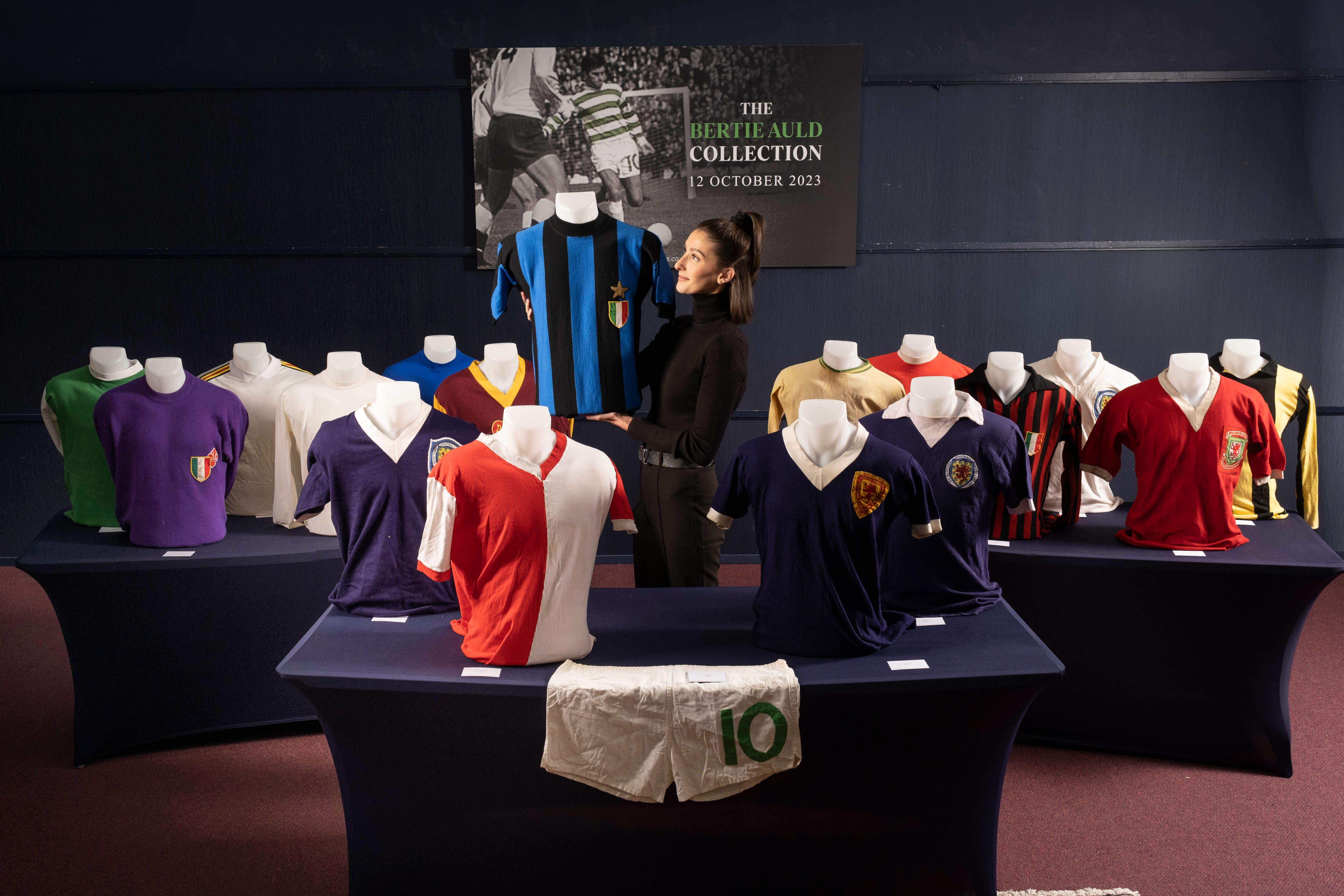 The shirts going on sale include the one Bertie Auld swapped with the Inter Milan captain in the 1967 European Cup final (McTear’s/PA)