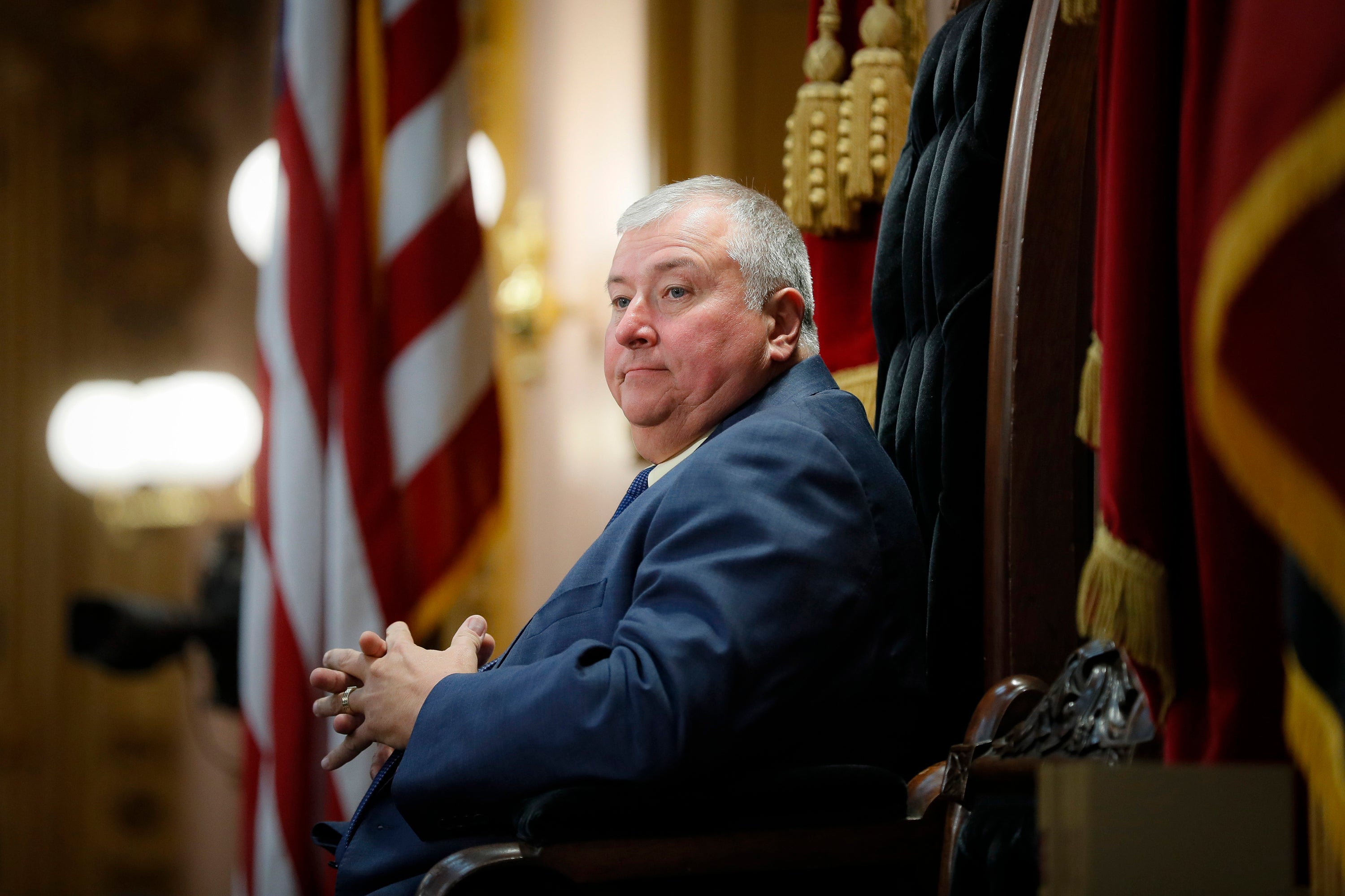 Larry Householder sat at the head of a legislative session in Columbus, Ohio, as speaker on October 30, 2019