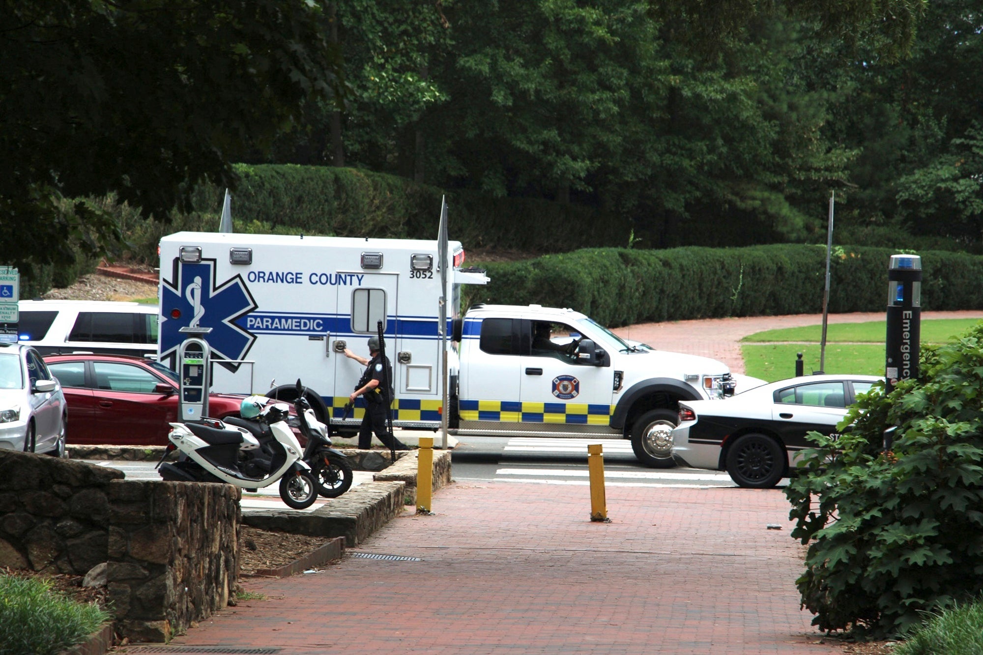 Law enforcement and first responders respond to the University of North Carolina at Chapel Hill