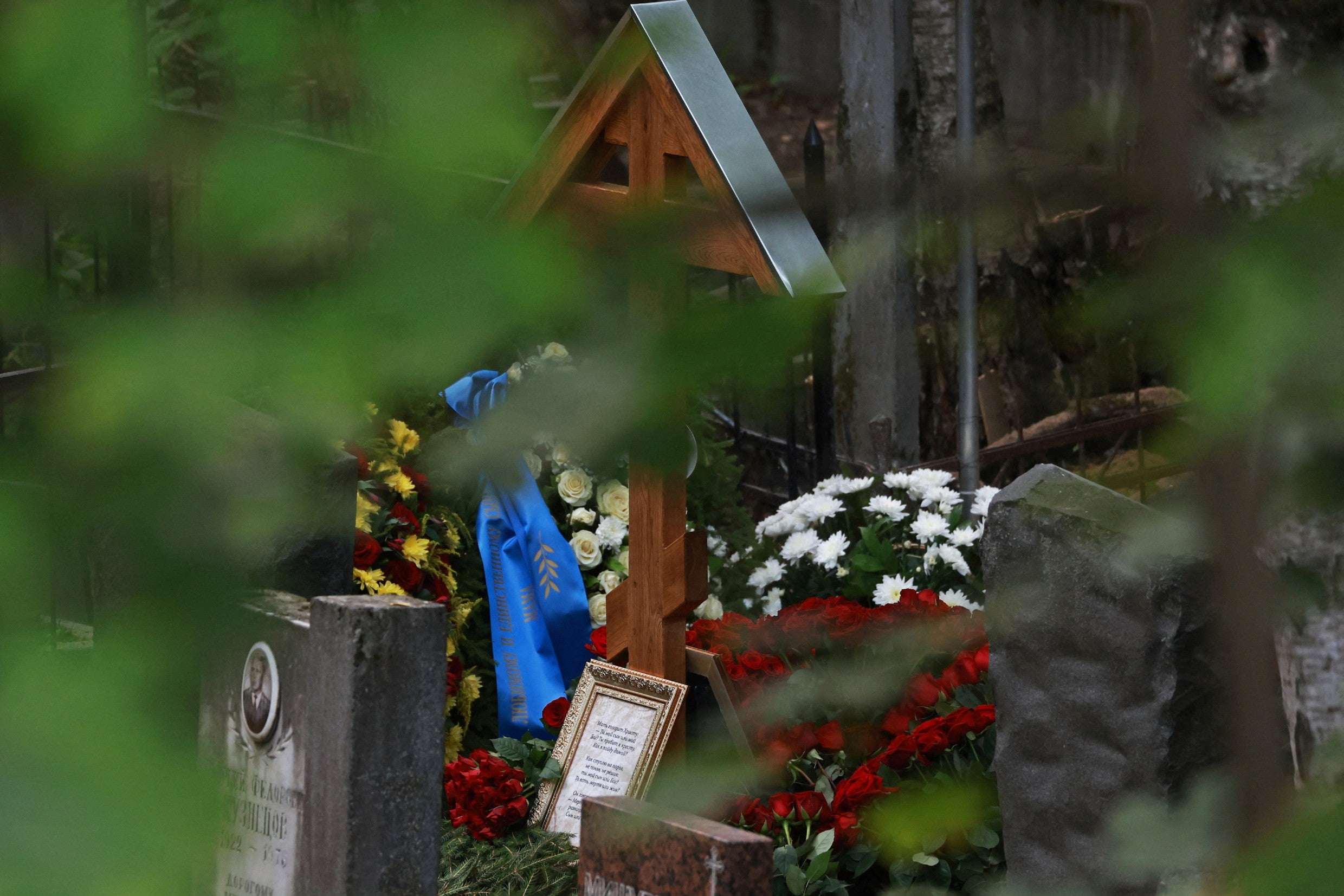 The grave of Russian mercenary chief Yevgeny Prigozhin in St Petersburg