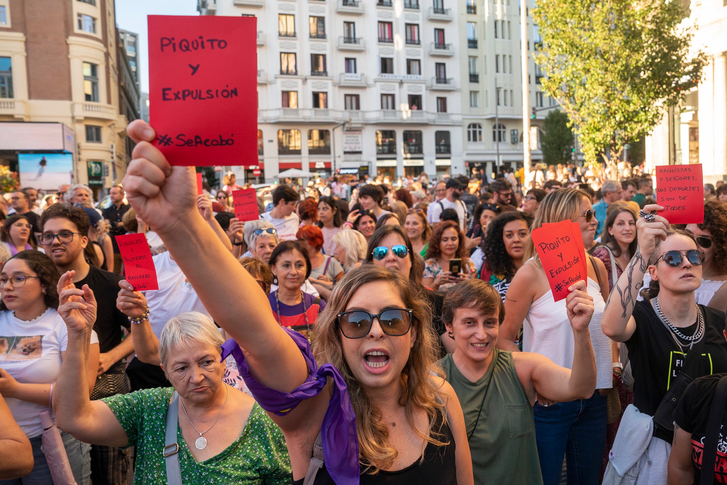 People take to the streets in Madrid to protest against Luis Rubiales