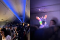 Child wearing glow-in-the-dark light-up hat disrupts plane passengers in viral video