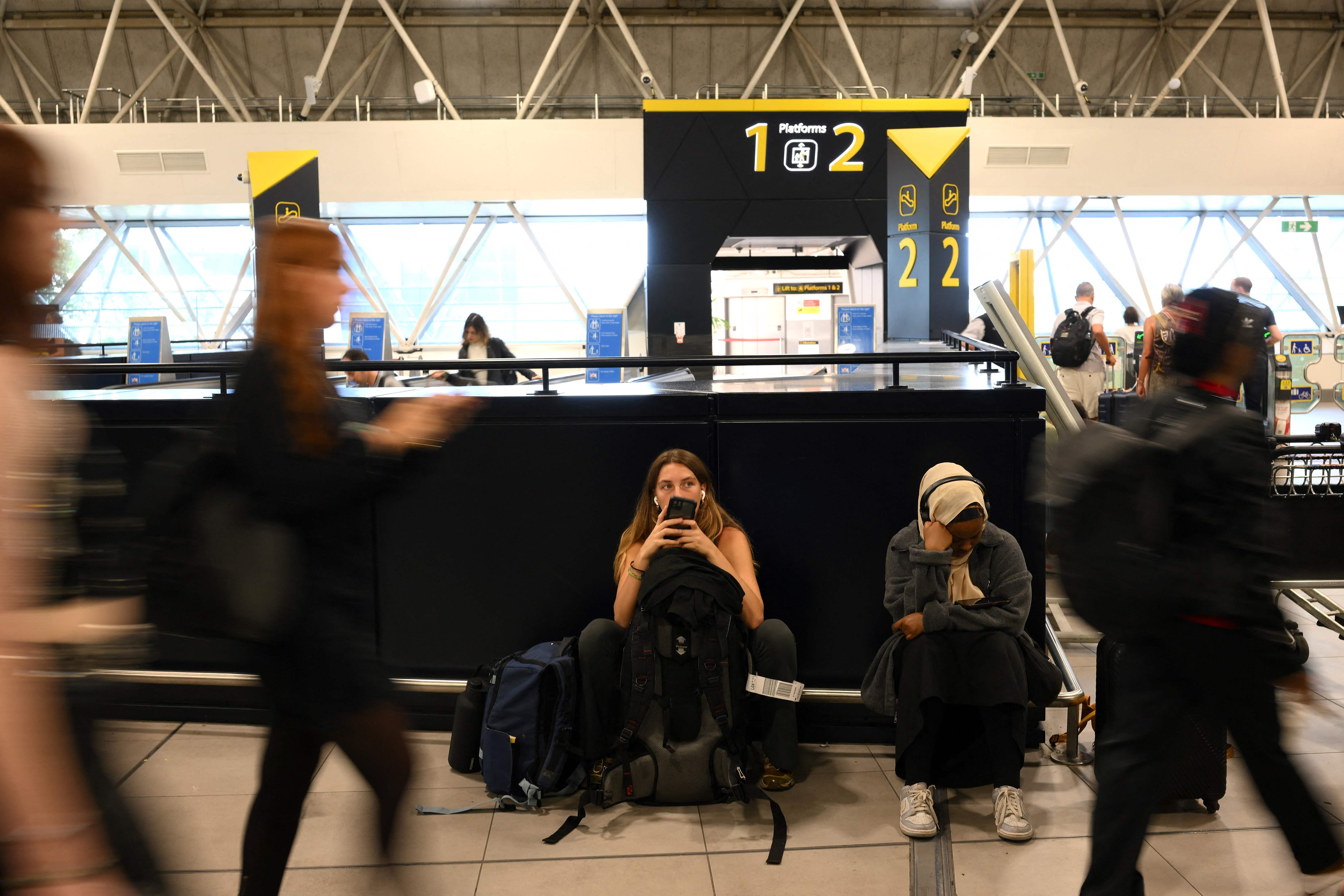 Delayed passengers at Gatwick during the bank holiday chaos