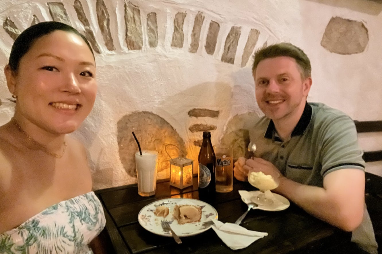 Lucy Chang and Iain Hawthorn pictured ‘during happier times’ on a visit to Symi, near Rhodes