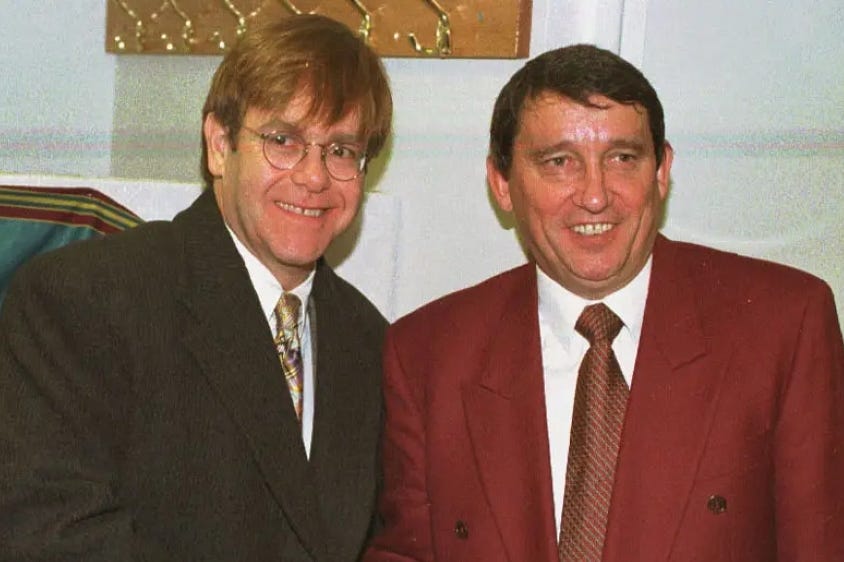 Sir Elton John and Graham Taylor at Vicarage Road (Michael Stephens/PA)