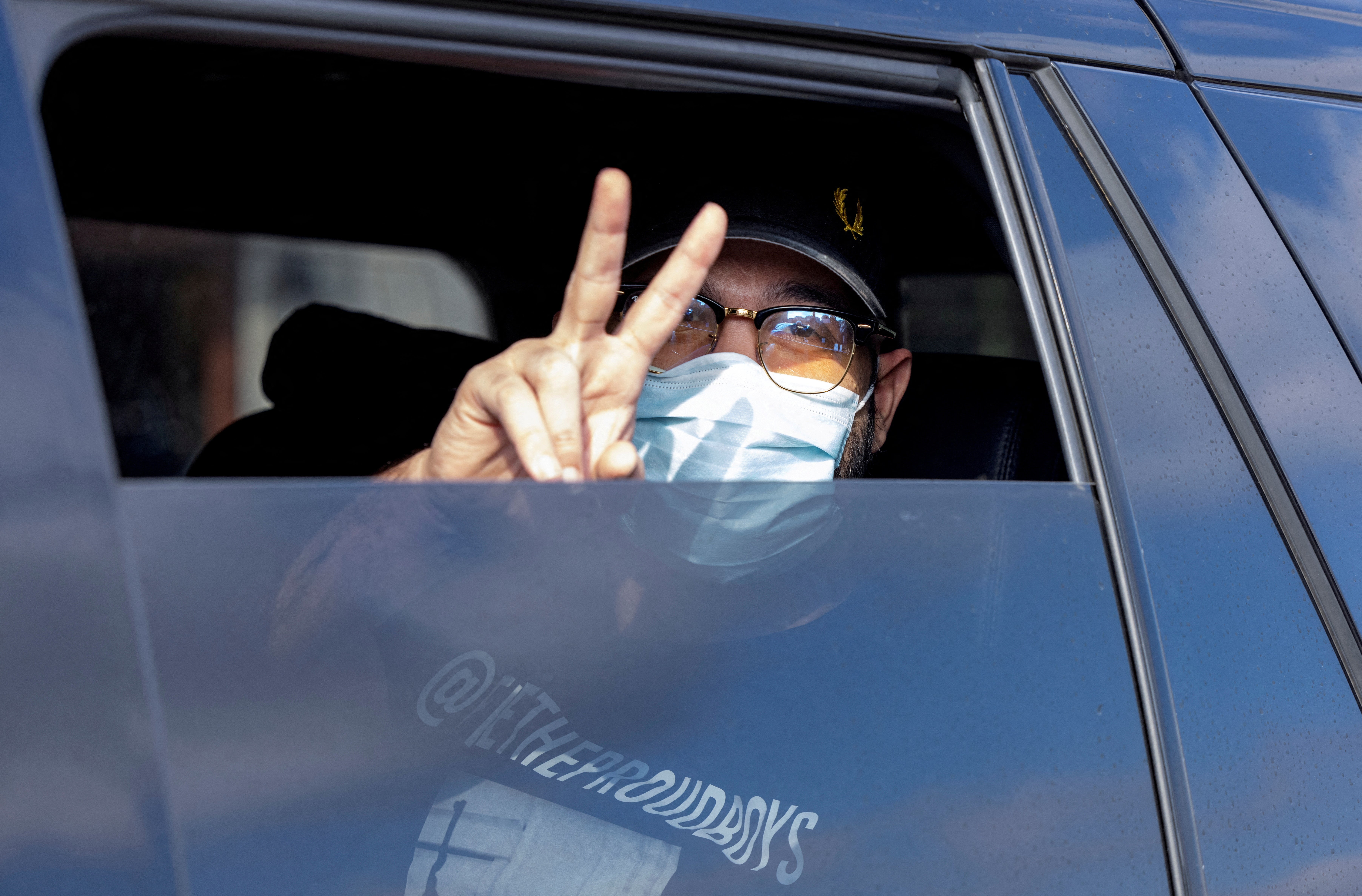 Now-former Proud Boys leader Enrique Tarrio is pictured leaving Washington DC jail in January 22.