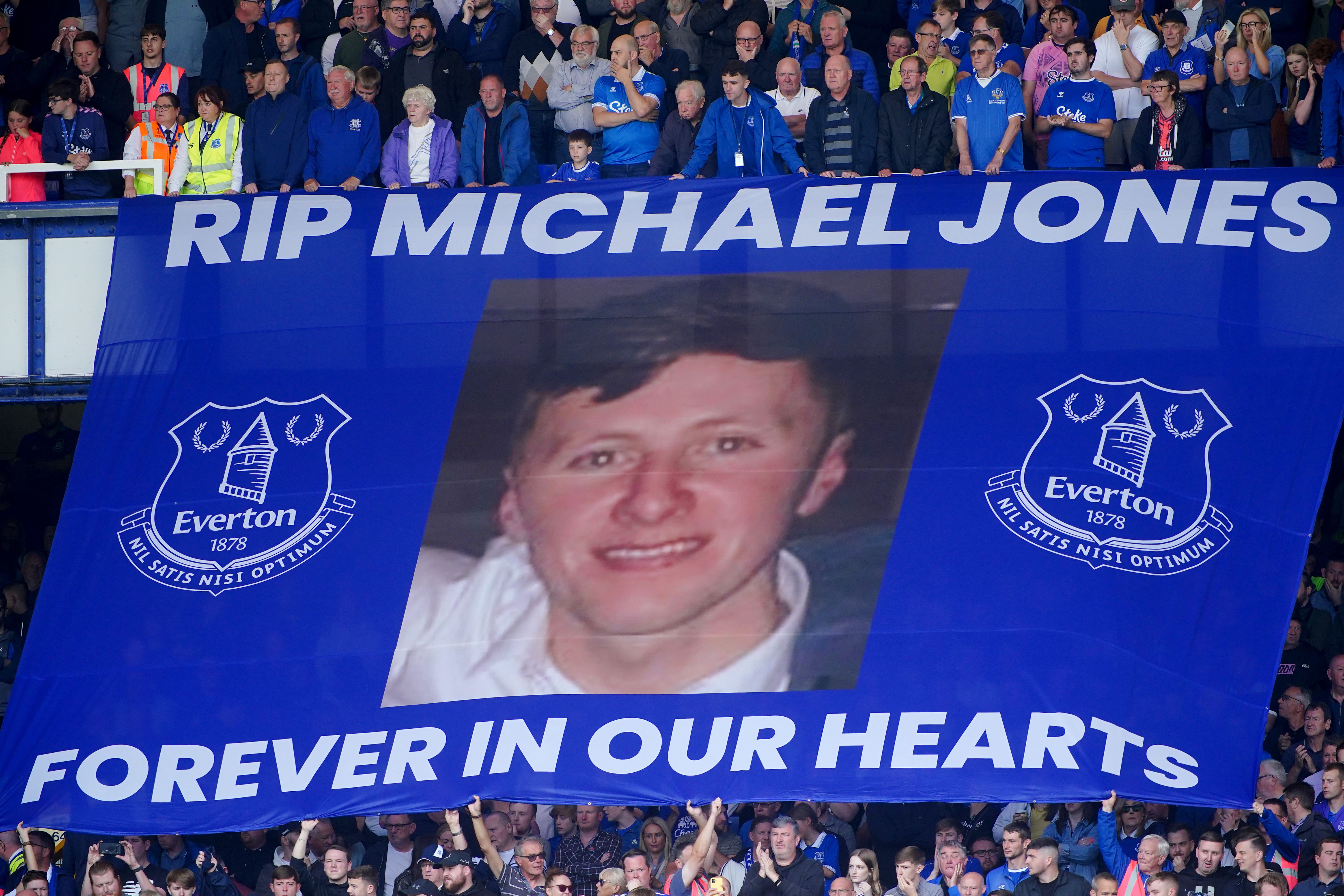 Everton fan Michael Jones, who was working on the football club’s new stadium, suffered severe head injuries when he was caught between a beam and a piece of machinery, an inquest has heard (Peter Byrne/PA)