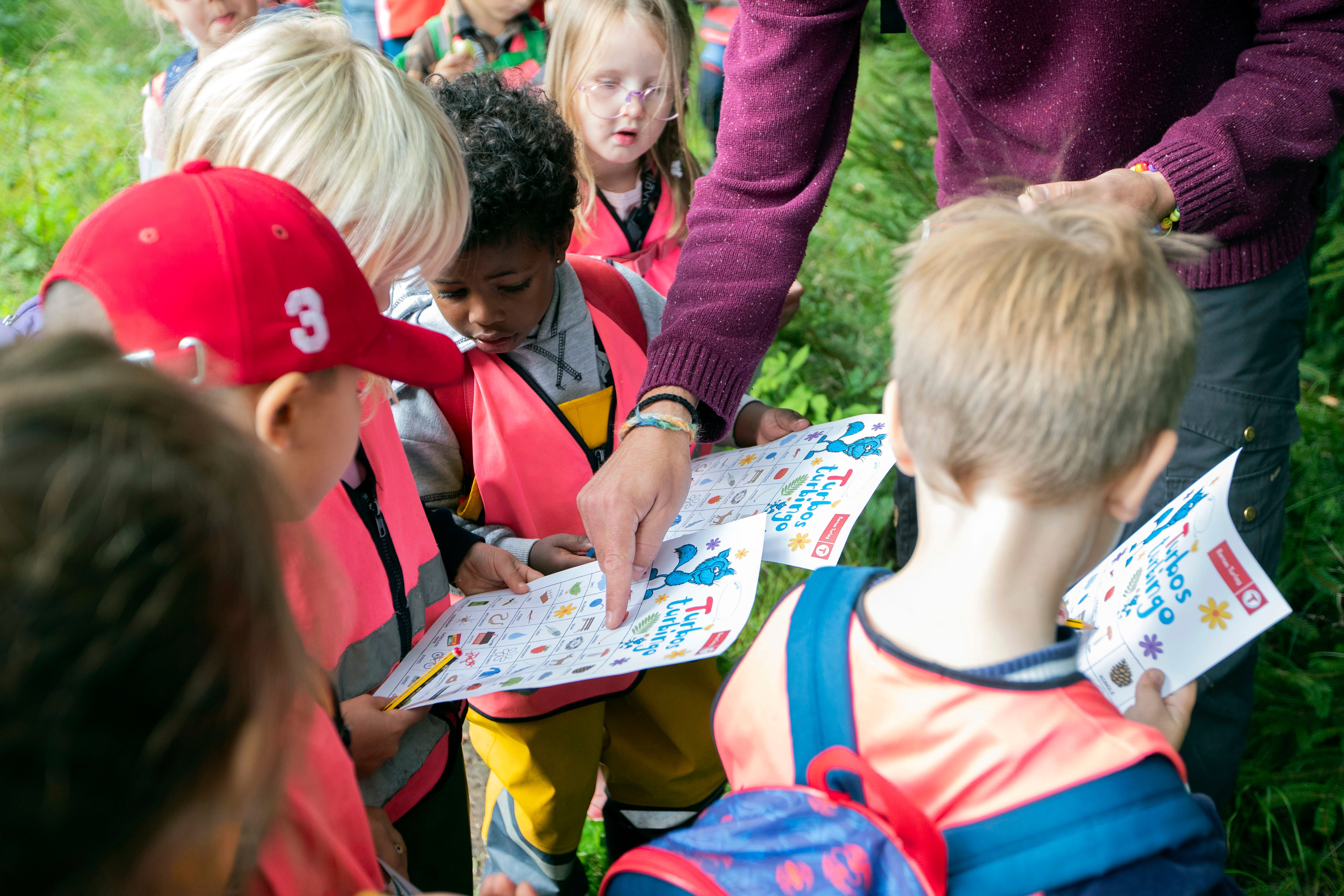 Children in Norway taking part in a hike