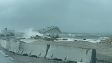 Powerful waves lash Sanibel Island causeway 11 months after it was partially destroyed