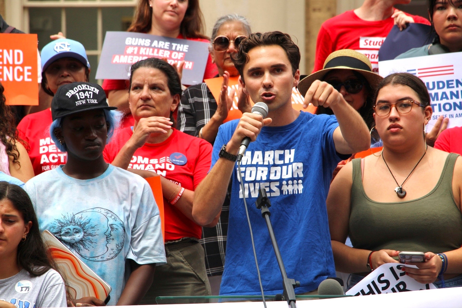 David Hogg speaks at a gun safety rally in North Carolina in 2023