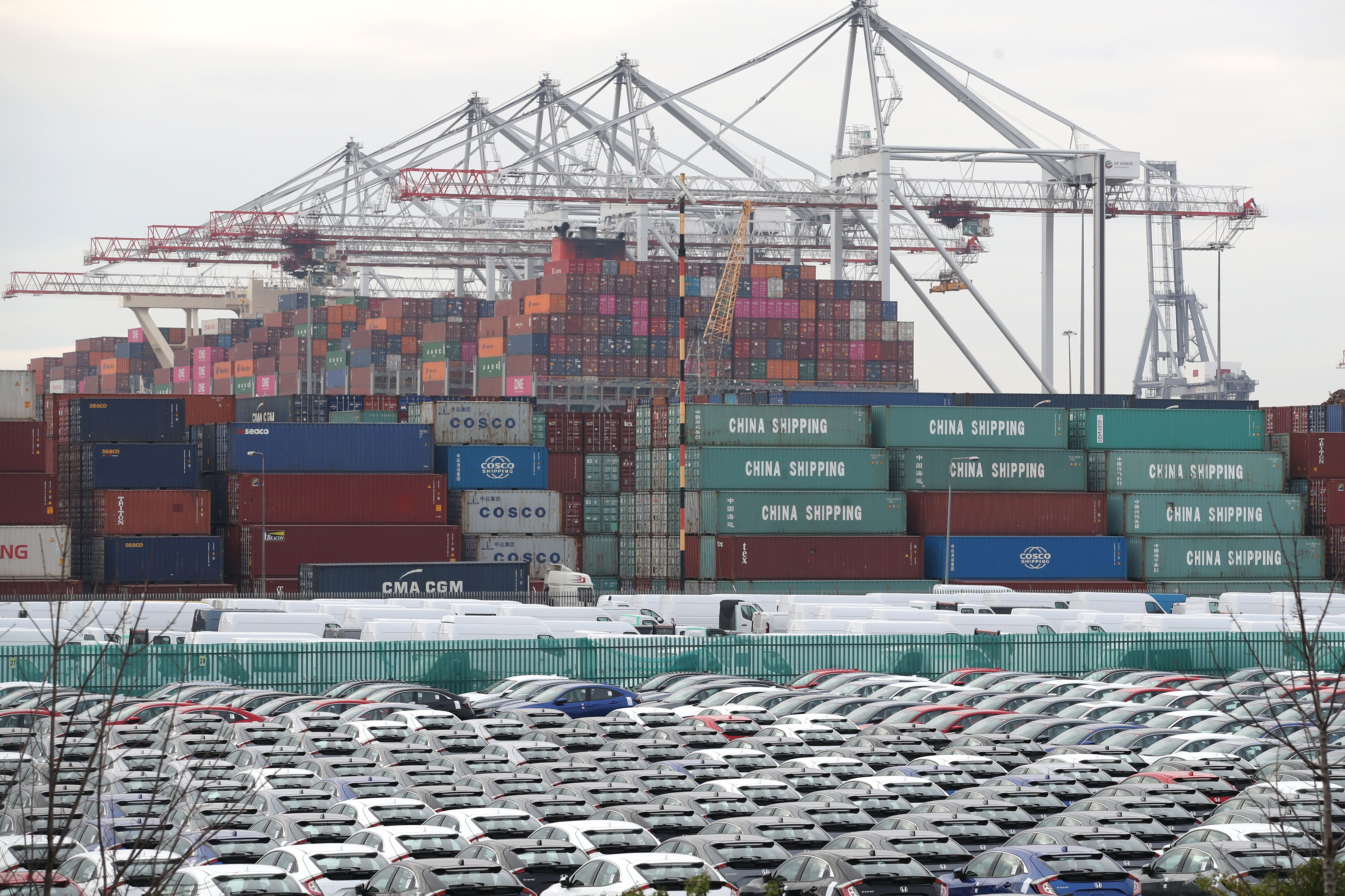 Cars at Southampton Docks (Andrew Matthews/PA)