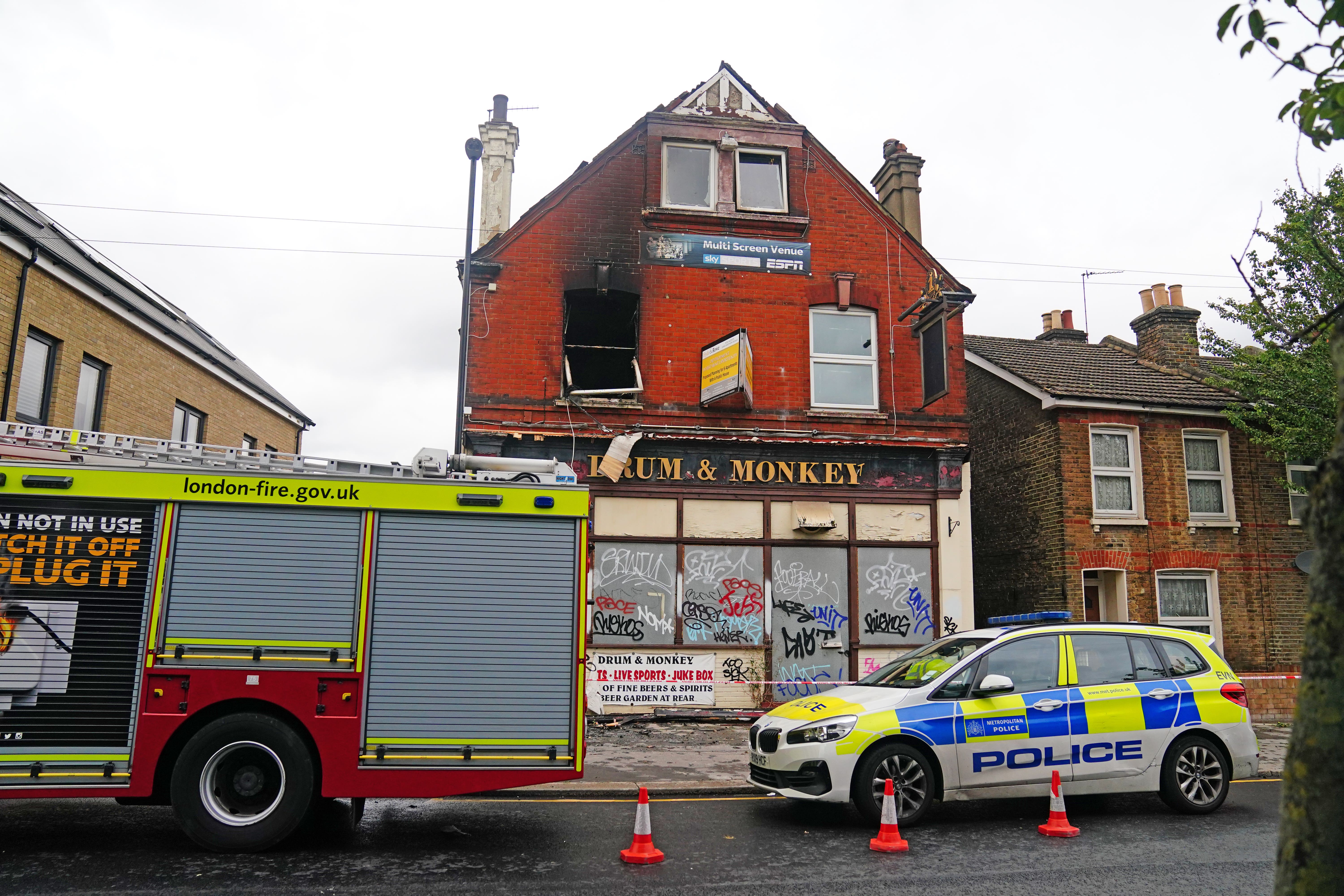 Emergency services at the Drum & Monkey pub (Victoria Jones/PA)