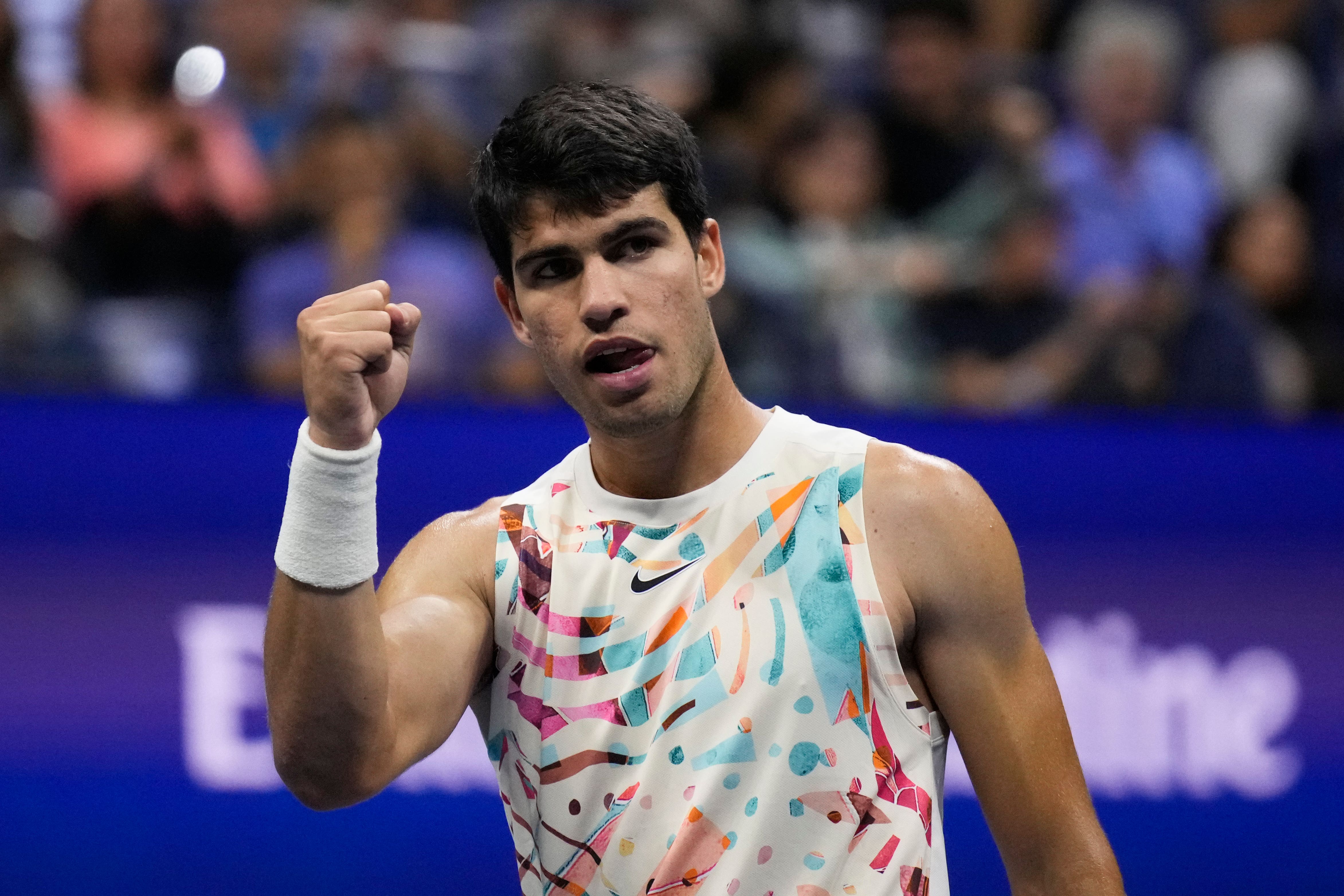 Carlos Alcaraz beat Lloyd Harris in straight sets (Charles Krupa/AP)