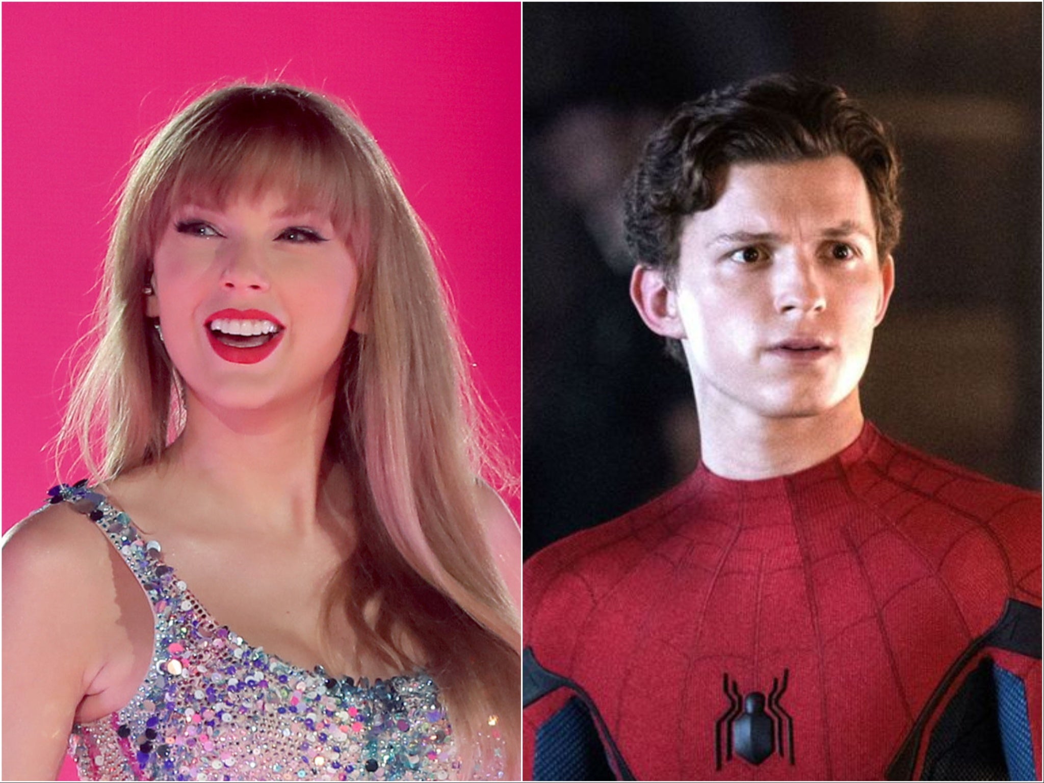 Taylor Swift (left) and Tom Holland in ‘Spider-Man: No Way Home’