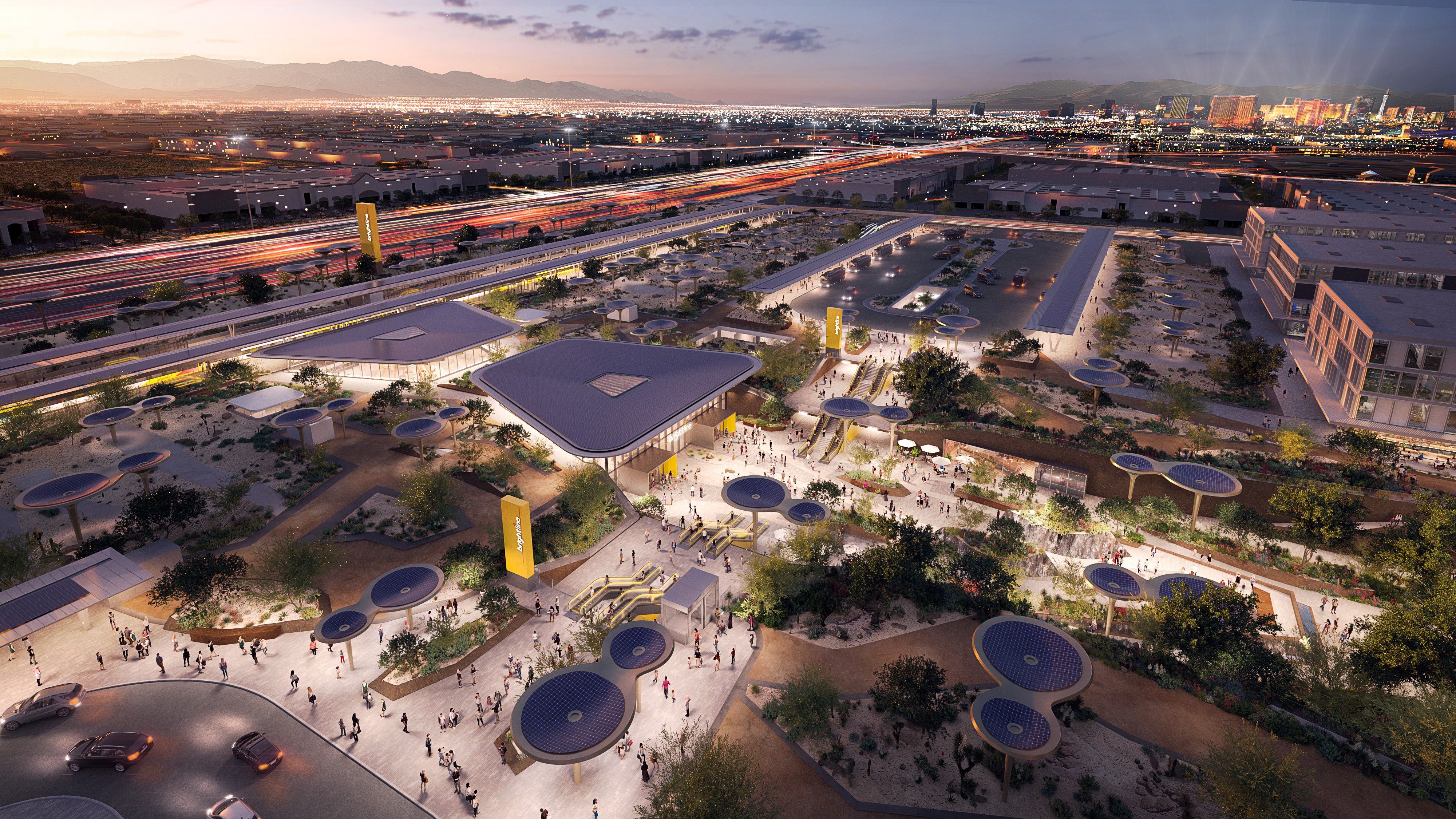 A rendering of the Las Vegas station planned by Brightline