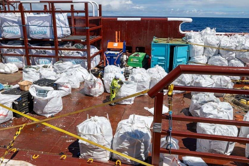 Cleanup crews have pulled 25,000 pounds of rubbish from the Great Pacific Garbage Patch, the largest ever removal of its kind