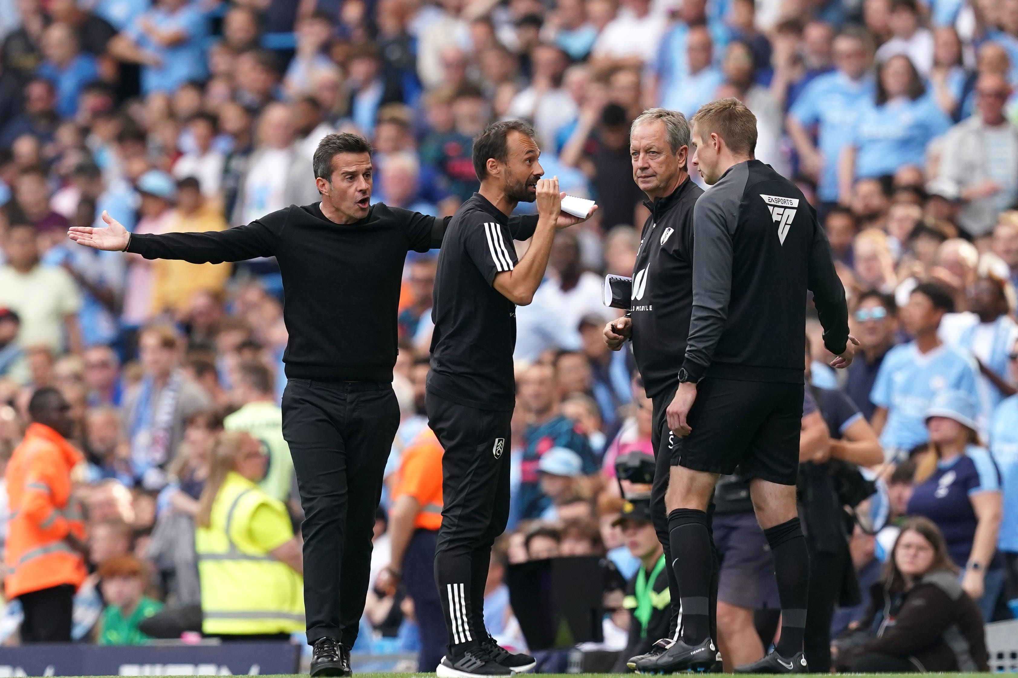 Fulham manager Marco Silva was far from impressed by Manchester City’s goal on the stroke of half-time (Martin Rickett/PA)